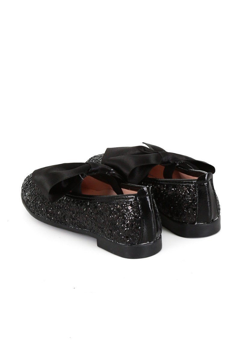 Escarpins Plats à Paillettes pour Filles - LOLA - Noir