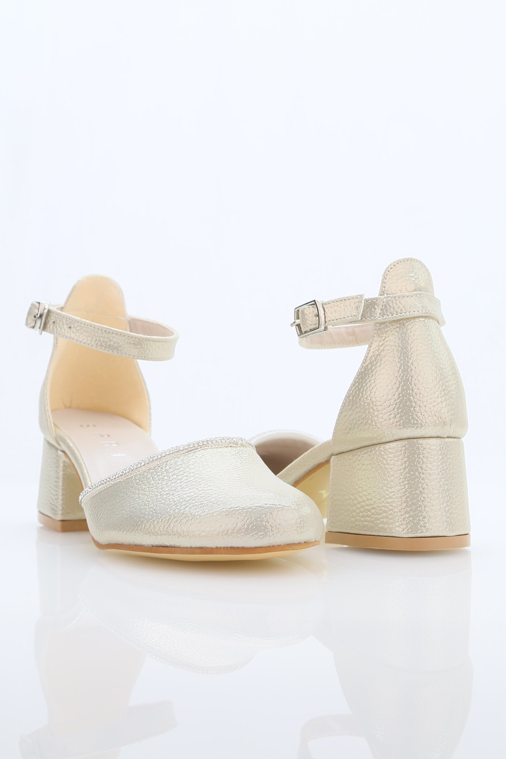 Chaussures à talons blocs texturées avec bride pour filles – JEWEL - Or