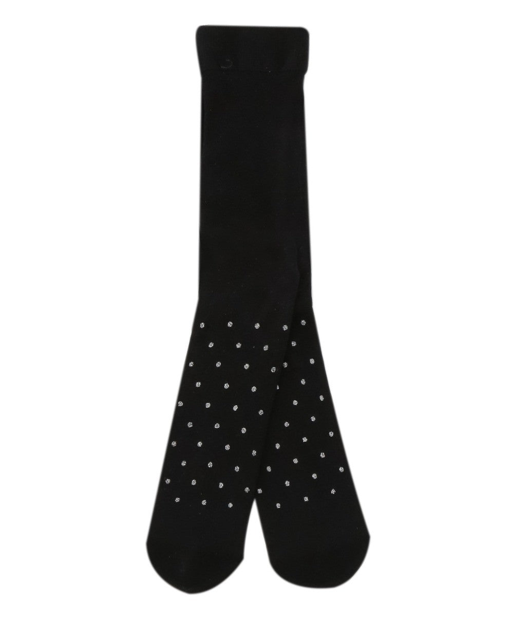 Collants à Pois en Microfibre pour Fillettes - Noir