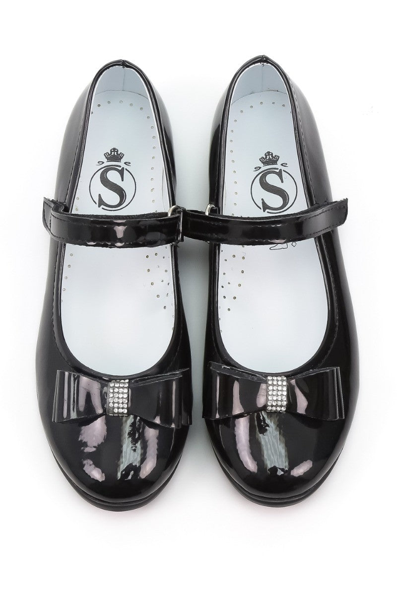 Girls Mary Jane Flat Patent Dress Shoes - LAYLA - Black