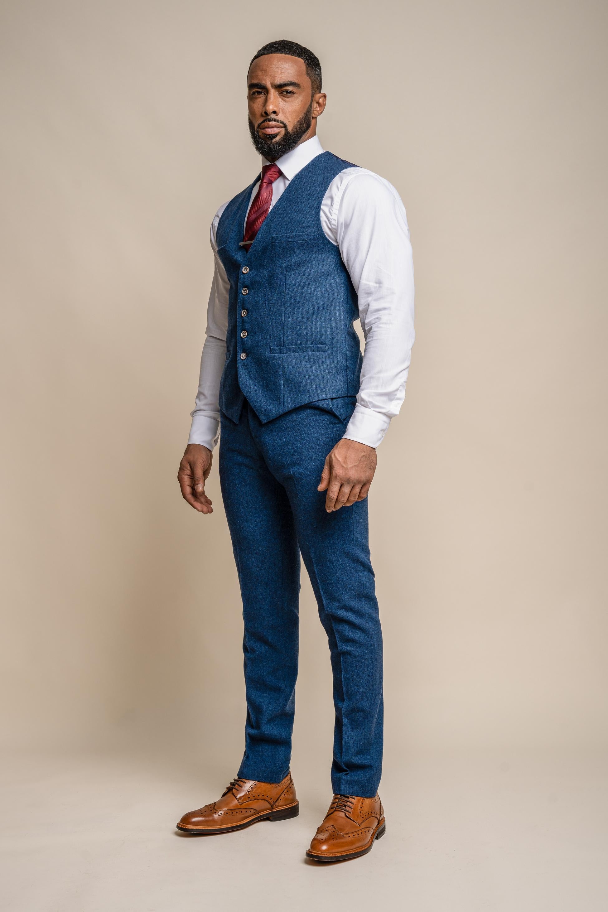 Blauer Herrenanzug aus Tweedwolle im Slim Fit - ORSON - Blau