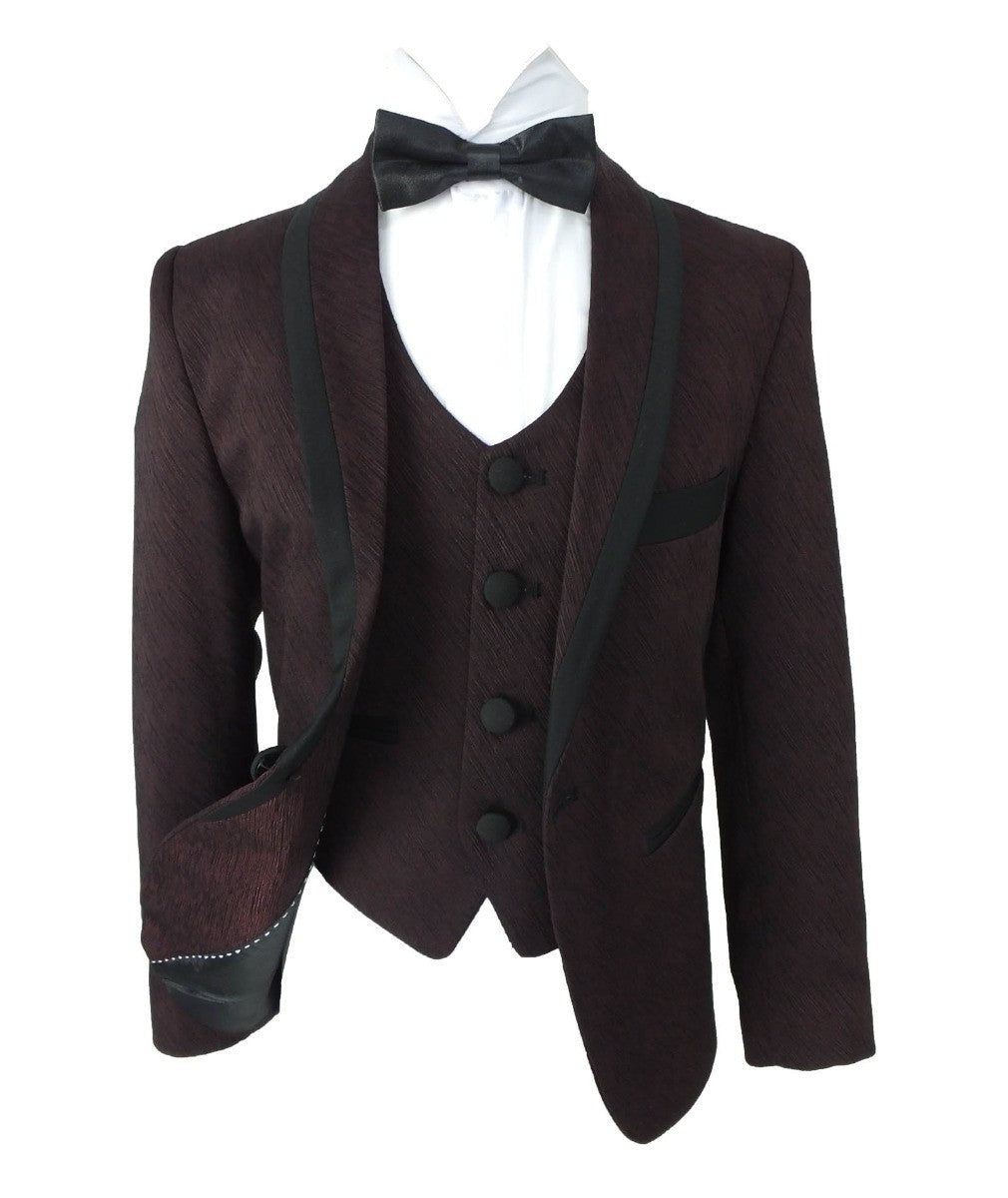 Costume Texturé à Passepoil pour Garçons - MATTEO - Bordeaux