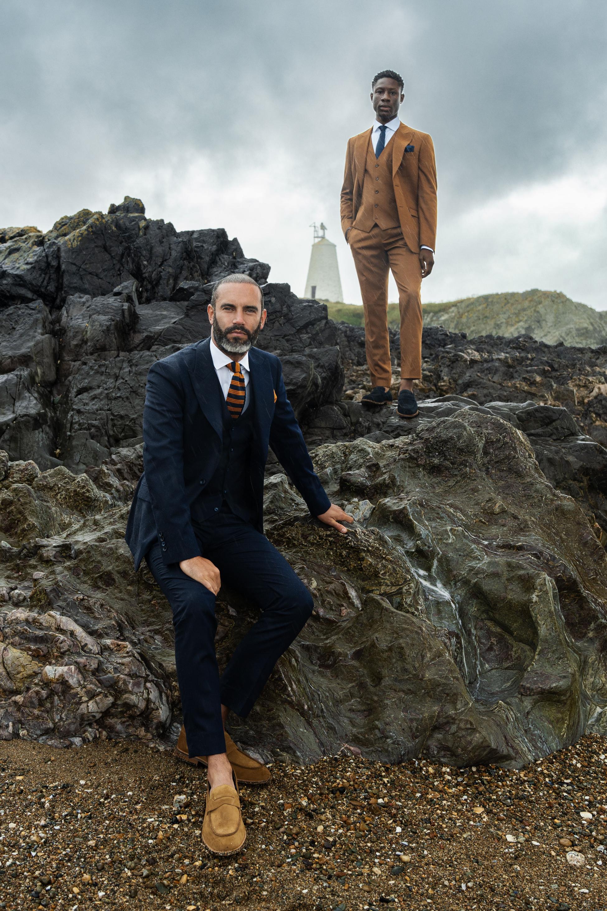 Herren Woll Slim Fit Formelle Anzugjacke - James - Marineblau