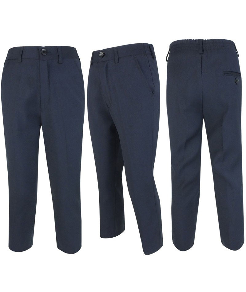 Ensemble Costume avec Gilet en Tweed à Carreaux Bleu Marine pour Garçons - Bleu Marine