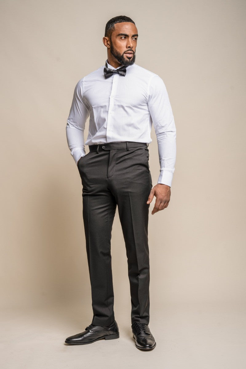 Herren Slim Fit Smoking Schwarze Hose - Schwarz