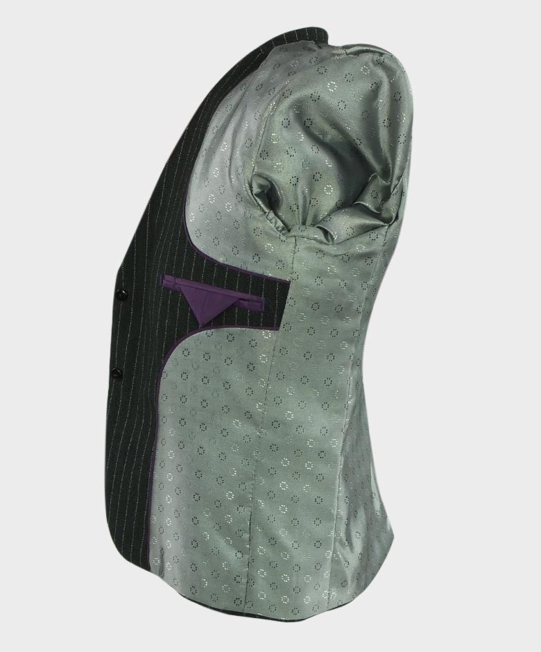 بدلة أولاد بقصة مفصلة مخططة باللون الرمادي الداكن - رمادي داكن