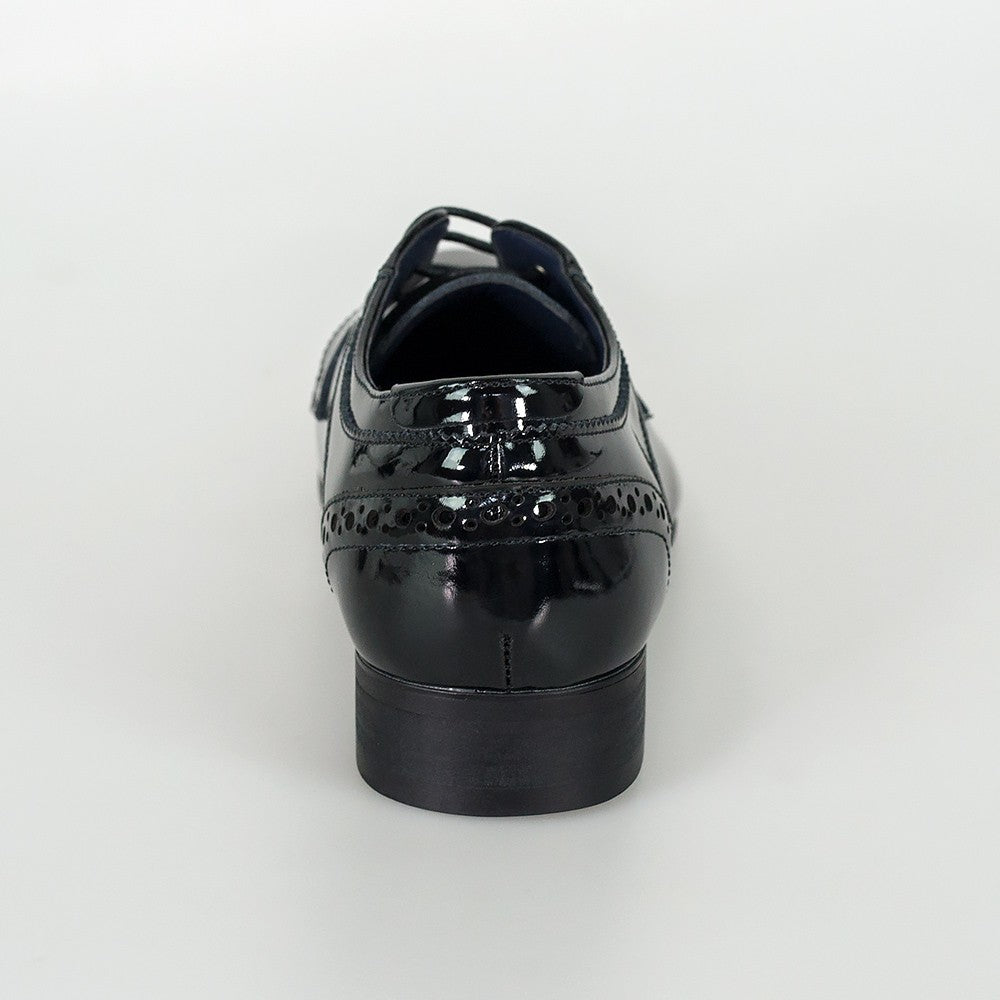 Herren Lack Schnürsenkel Smoking Schuhe - SCOTT Schwarz - Schwarz