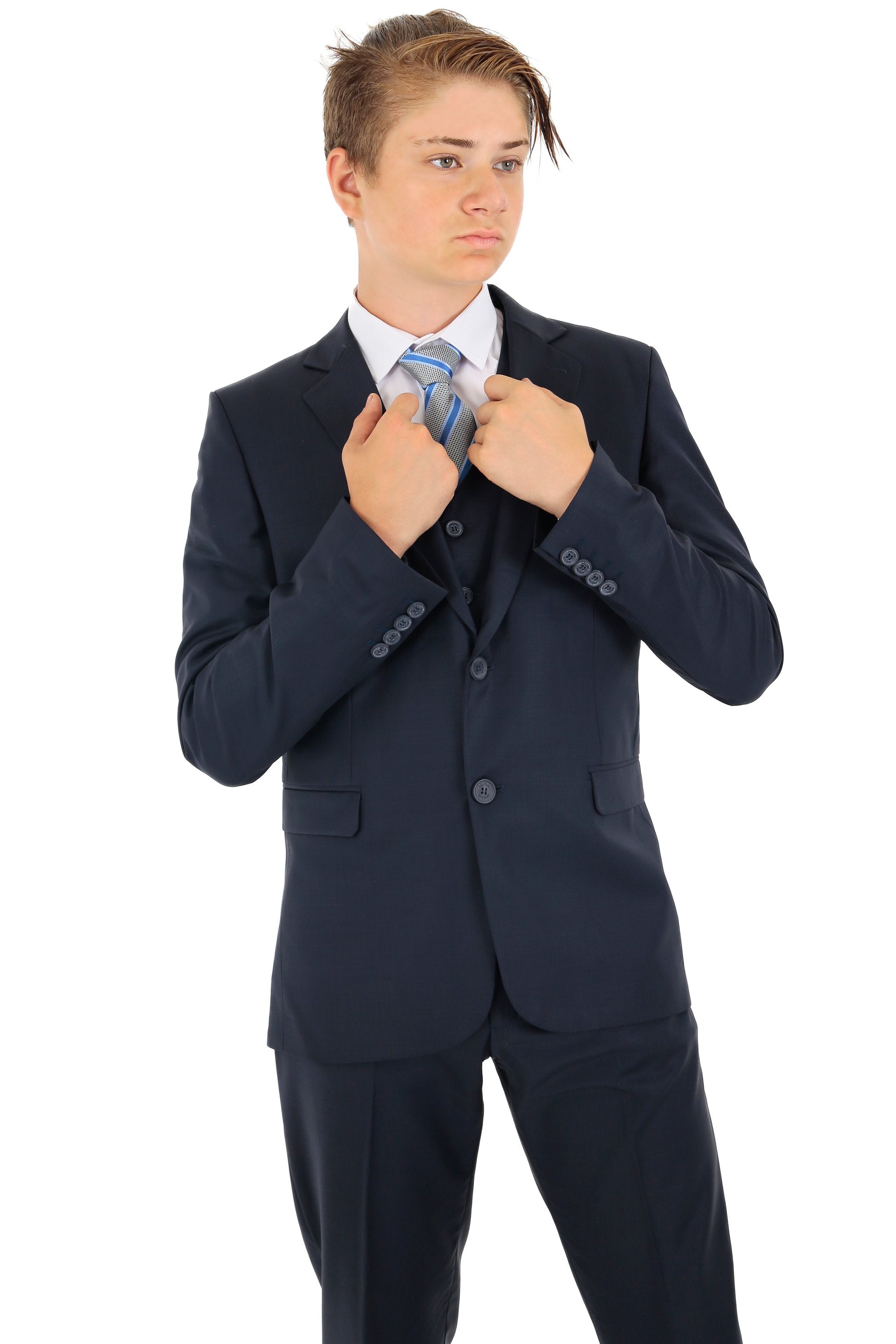 Boys Navy Tailored Fit Suit - OSLO - Navy Blue