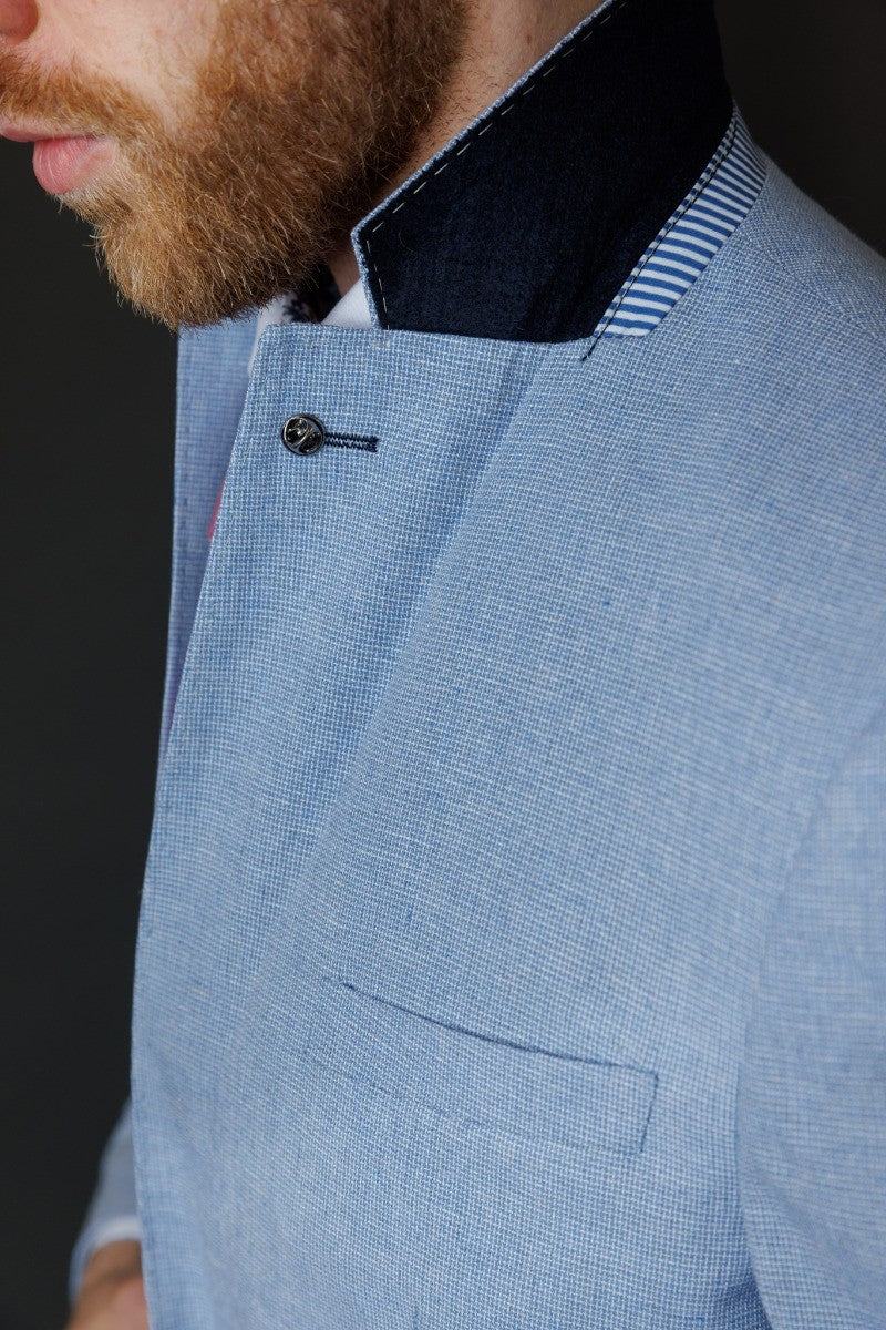 Costume à Motifs Slim Fit pour Hommes - JUDE - Bleu Clair