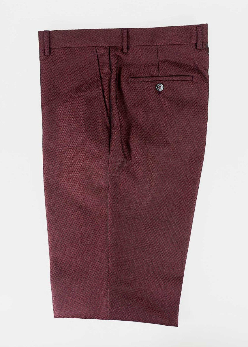 Herren Slim Fit Strukturierte Hose - MYERS - Weinrot