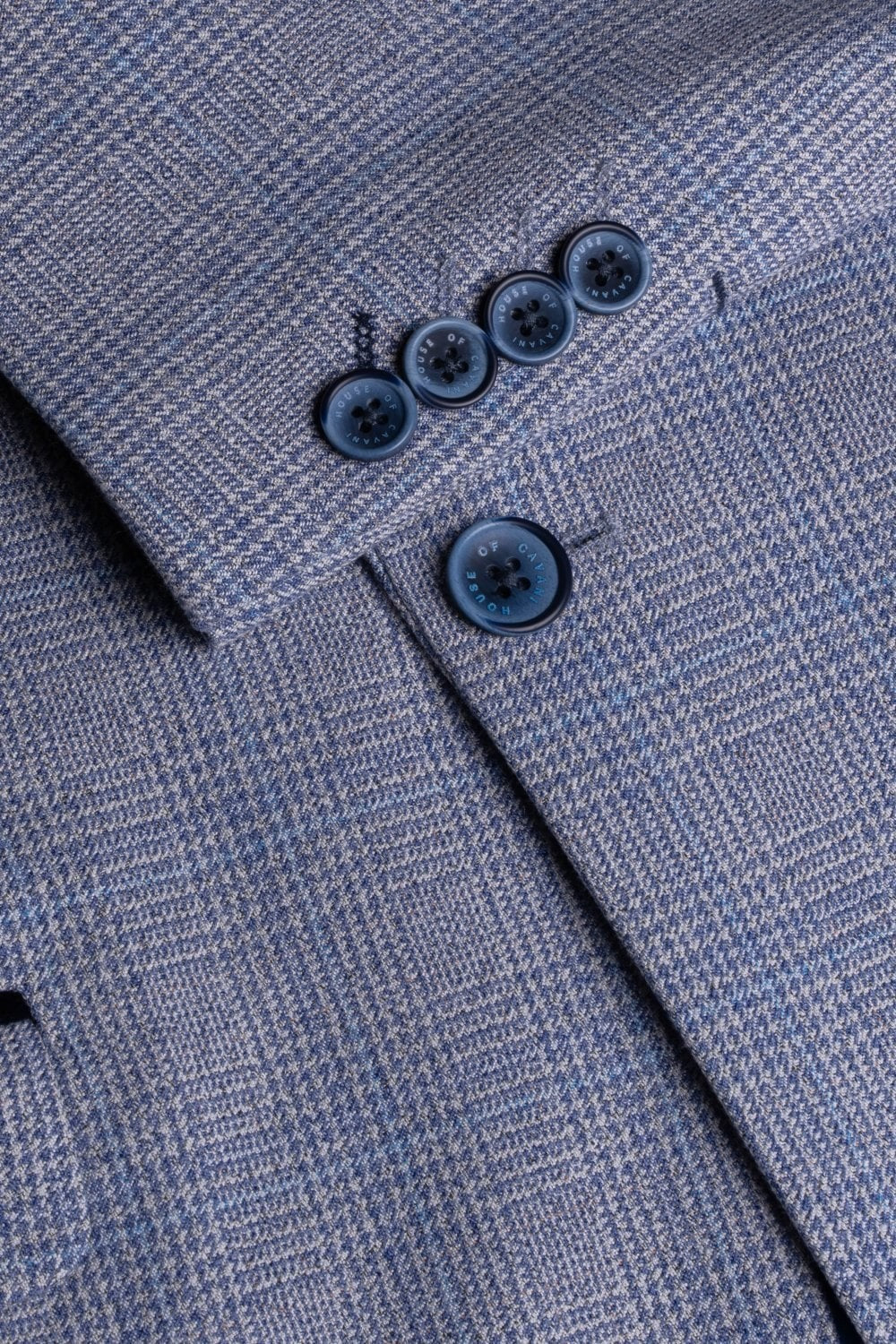 Men's 3-Piece Tweed Glen Check Suit - CARIDI - Sky Blue