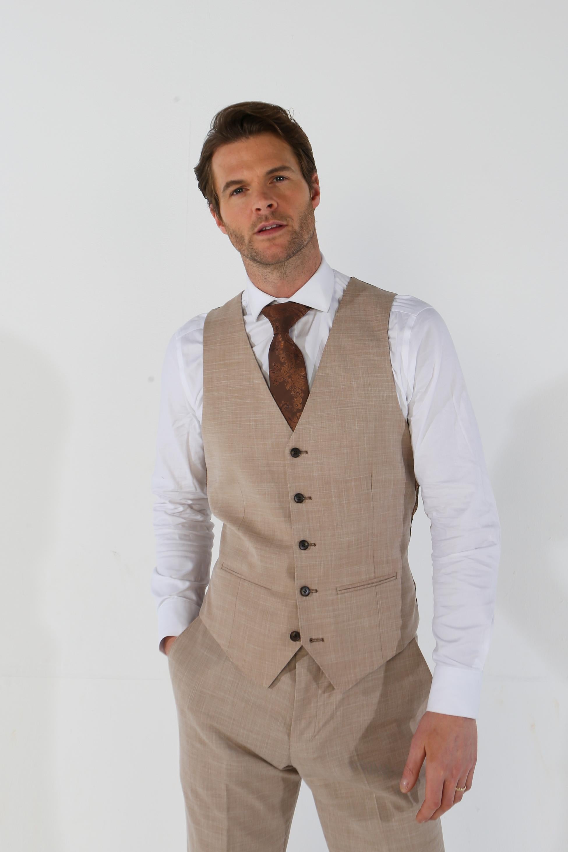 Costume à Motif Check Tailleur pour Homme - KURT - Beige