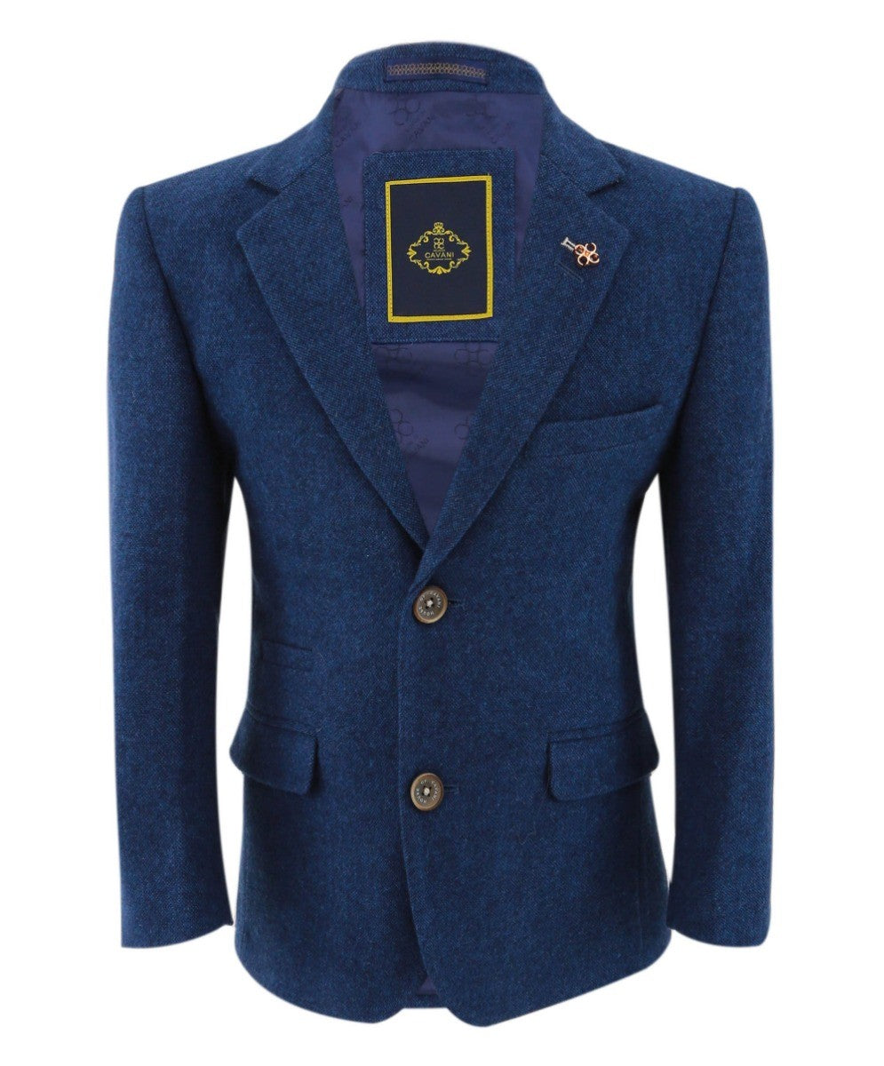 Costume en Tweed et Laine Slim Fit Bleu pour Garçons - ORSON - Bleu