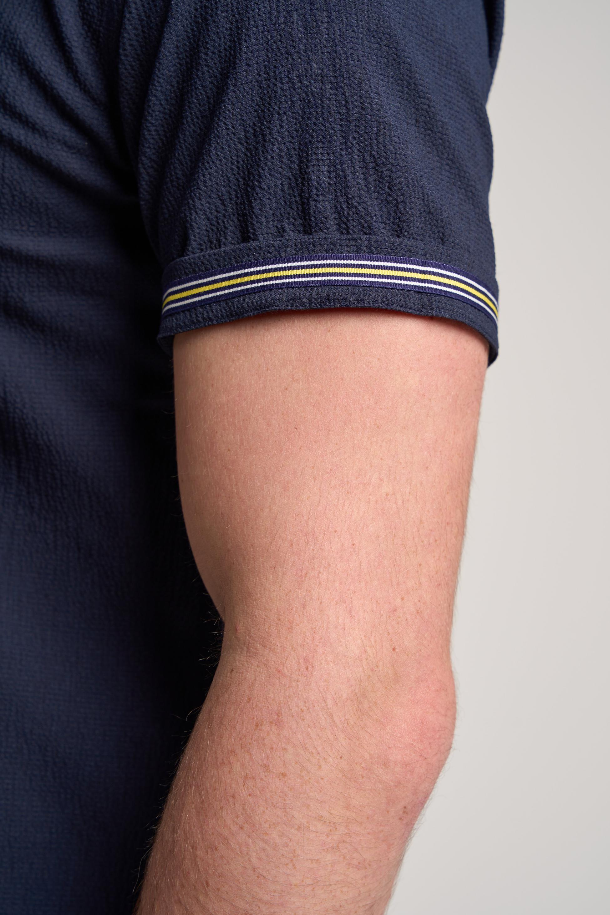 Herren Baumwoll Strukturiertes Slim Fit Hemd – KAI - Marineblau