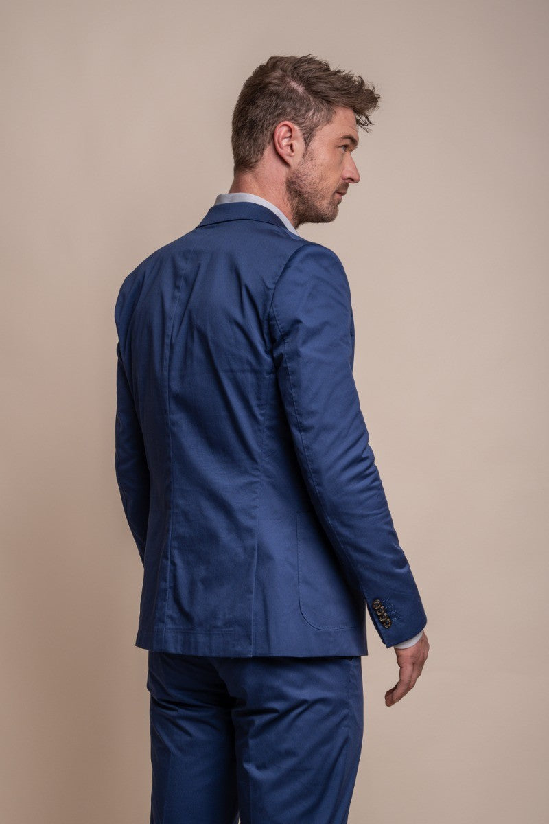 سترة بدلة رسمية ضيقة القَصّة للرجال من القطن - ماريو - أزرق كهربائي