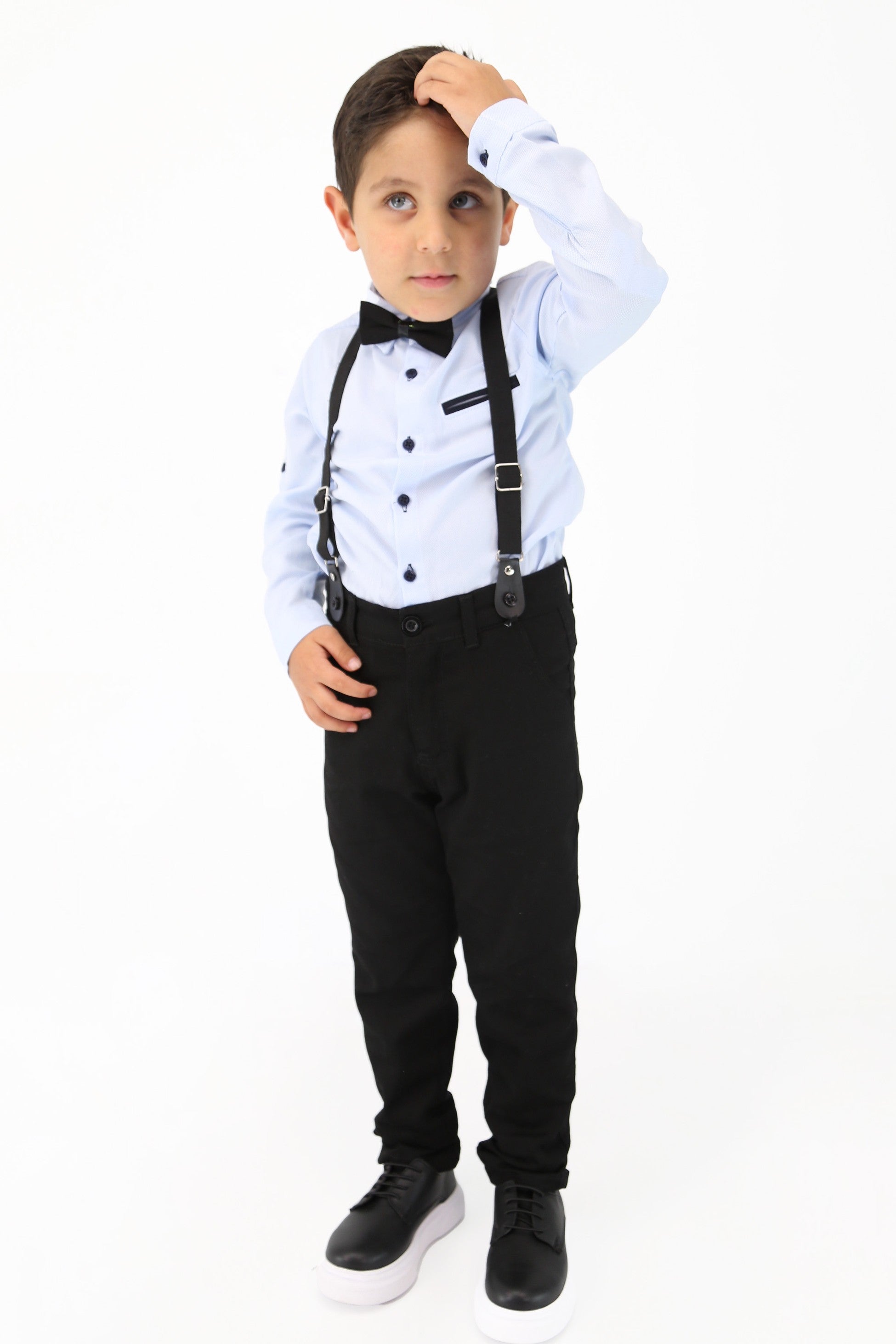 Ensemble 4 pièces en coton pour bébé et garçon - OXFORD - Bleu clair - Bleu marine