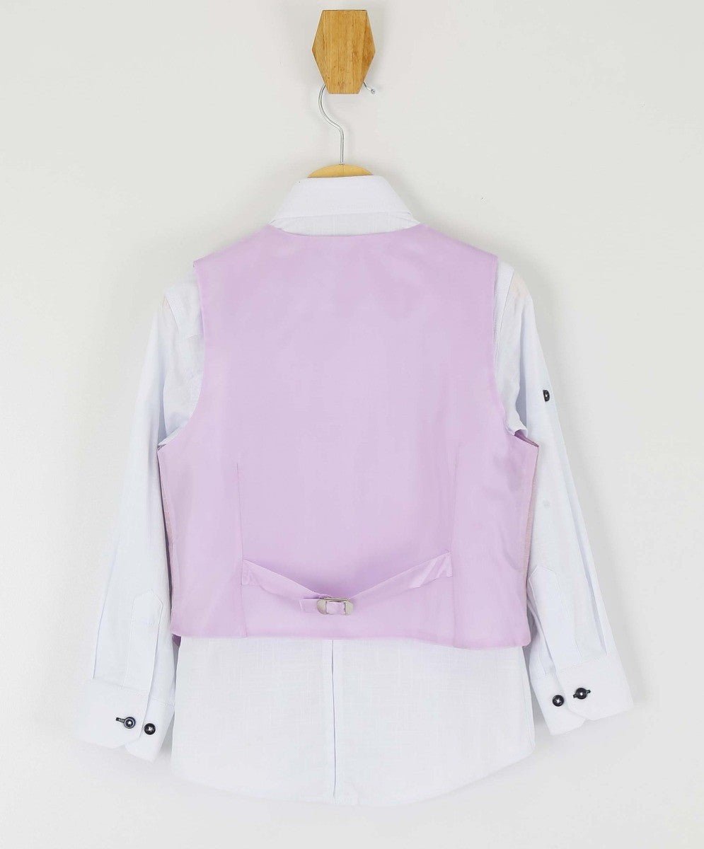 Jungen Leinen Einreihiges Westenanzug-Set - Lila