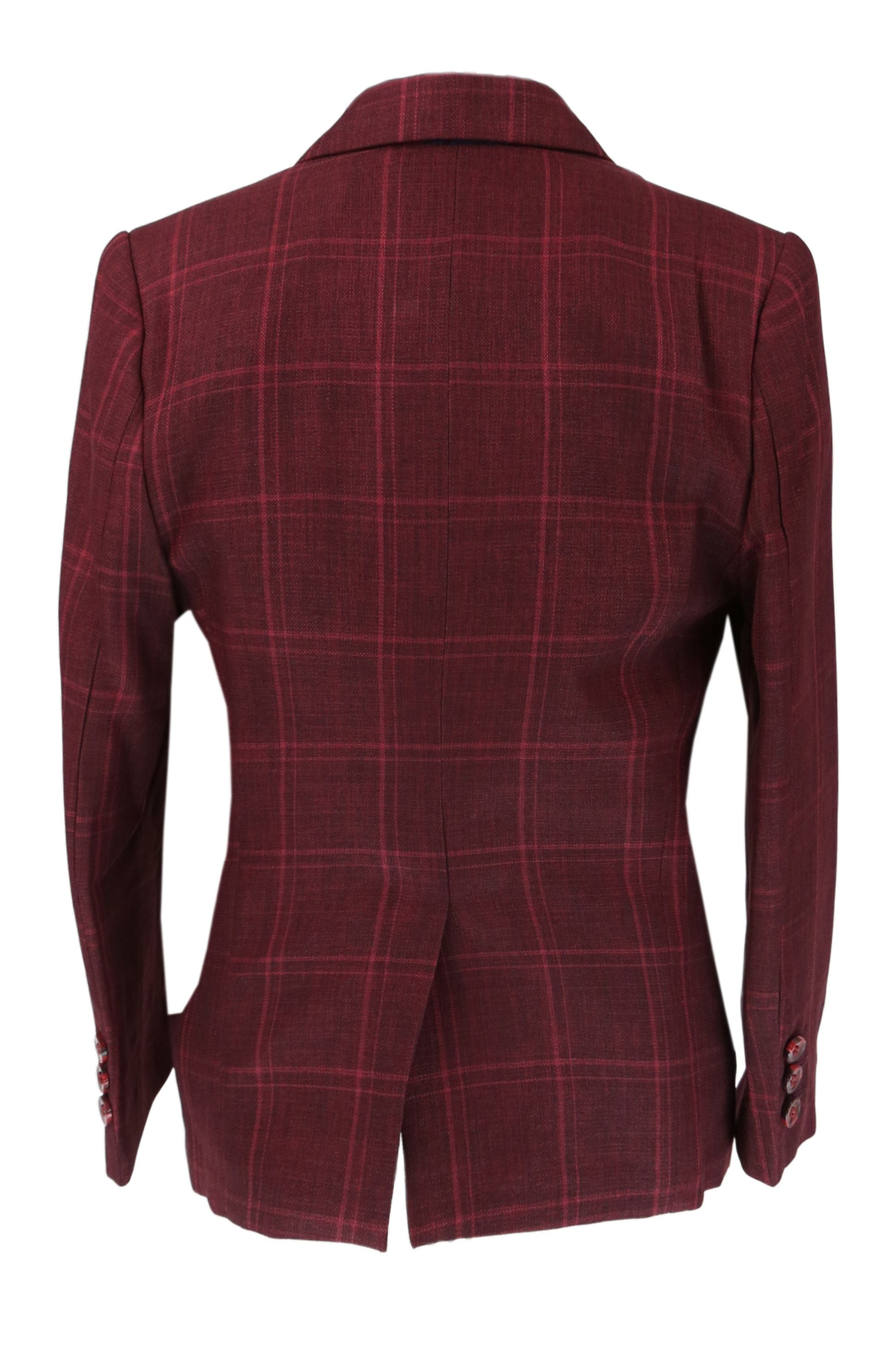 Ensemble Costume à Carreaux Windowpane Bordeaux Slim Fit pour Garçons - Bordeaux