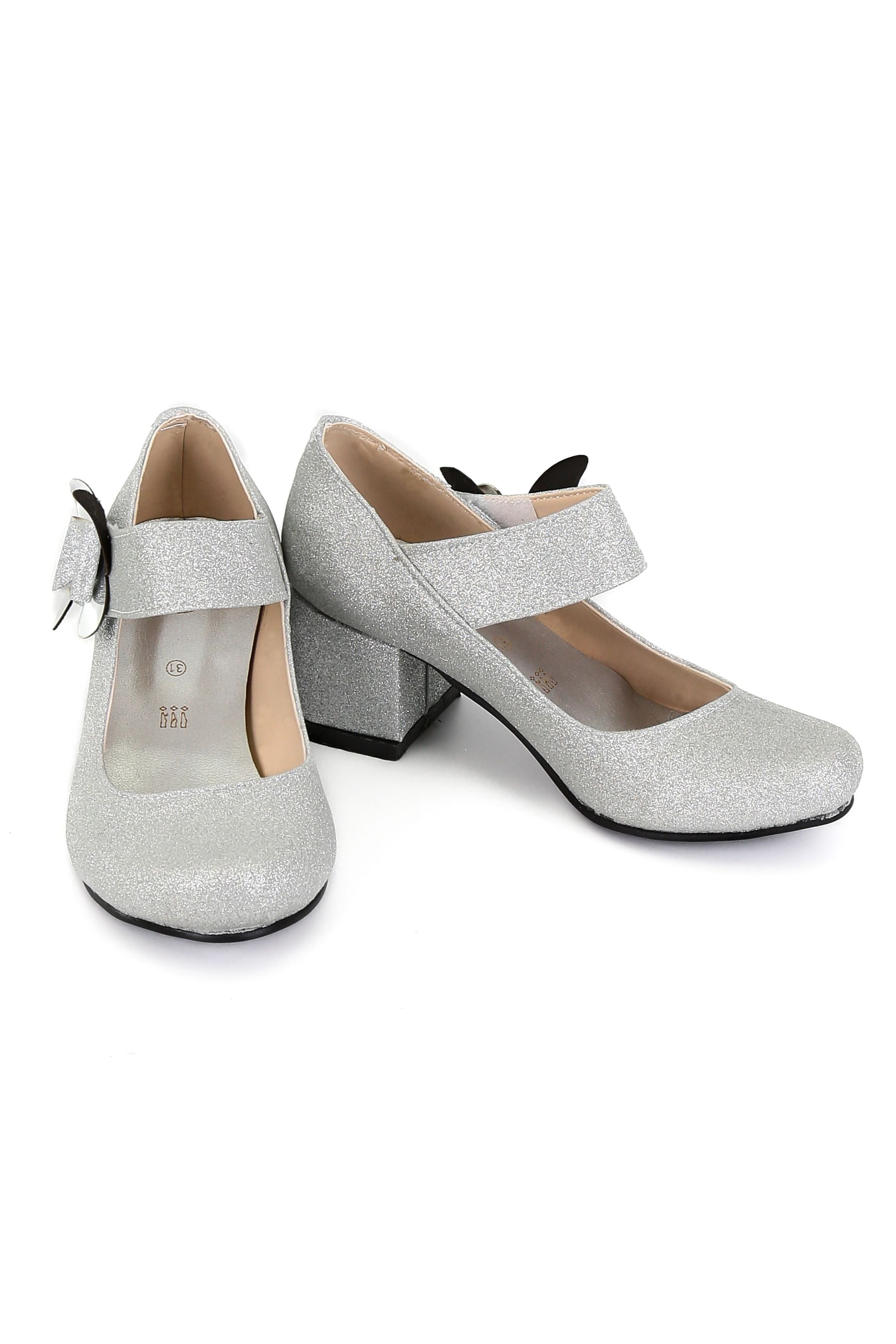 Chaussures Mary Jane Pailletées à Bloc Talon pour Filles - AITANA - Argent