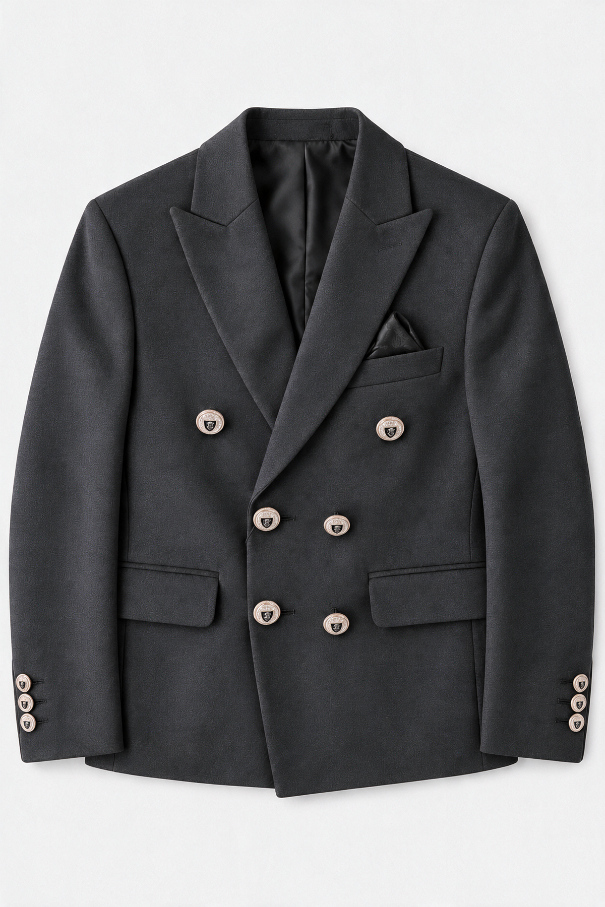 Boys’ 4-Piece Textured Double Breasted Formal Suit - Montero Black blazer picture