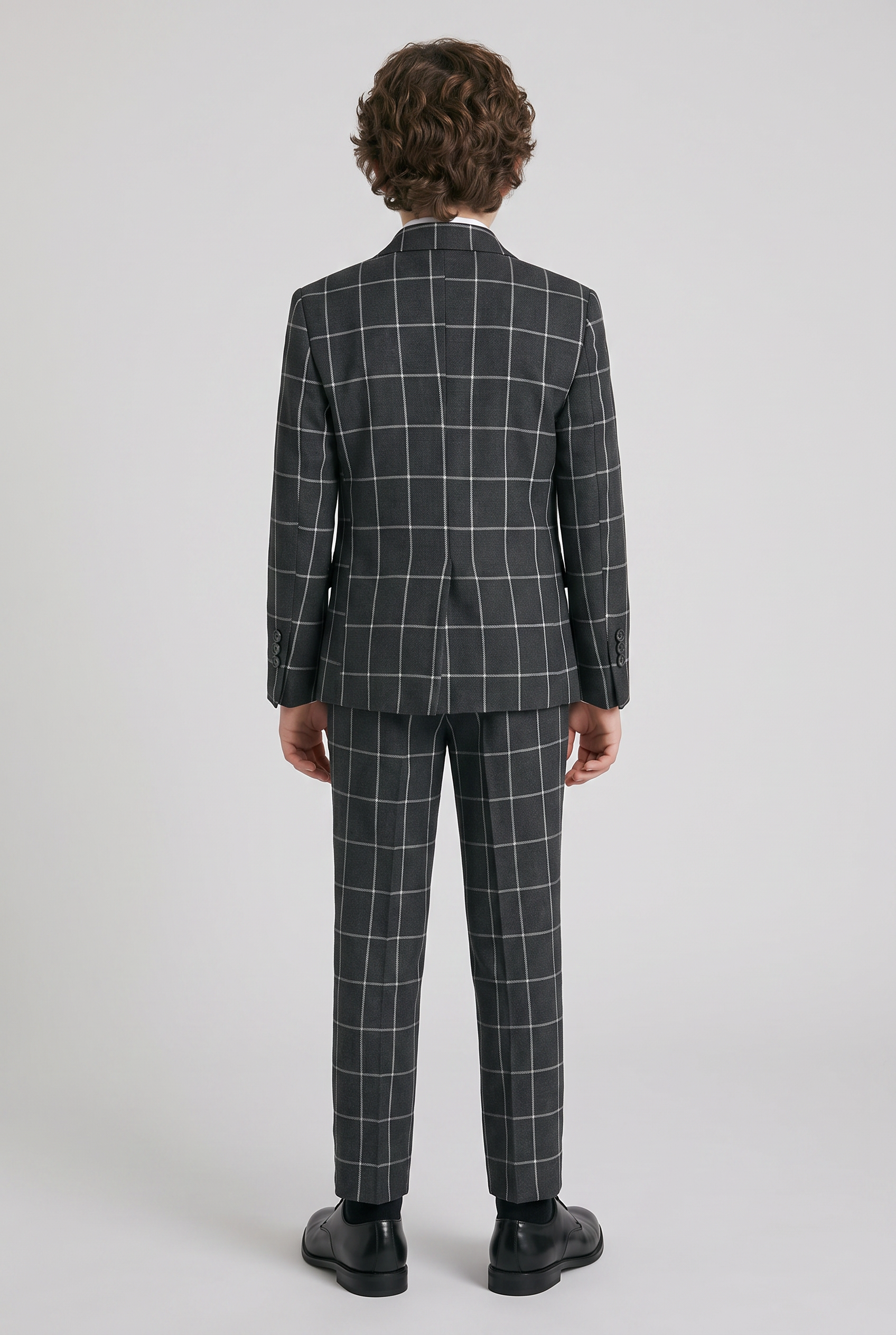 Ensemble costume garçon à carreaux fenêtre - Gris anthracite