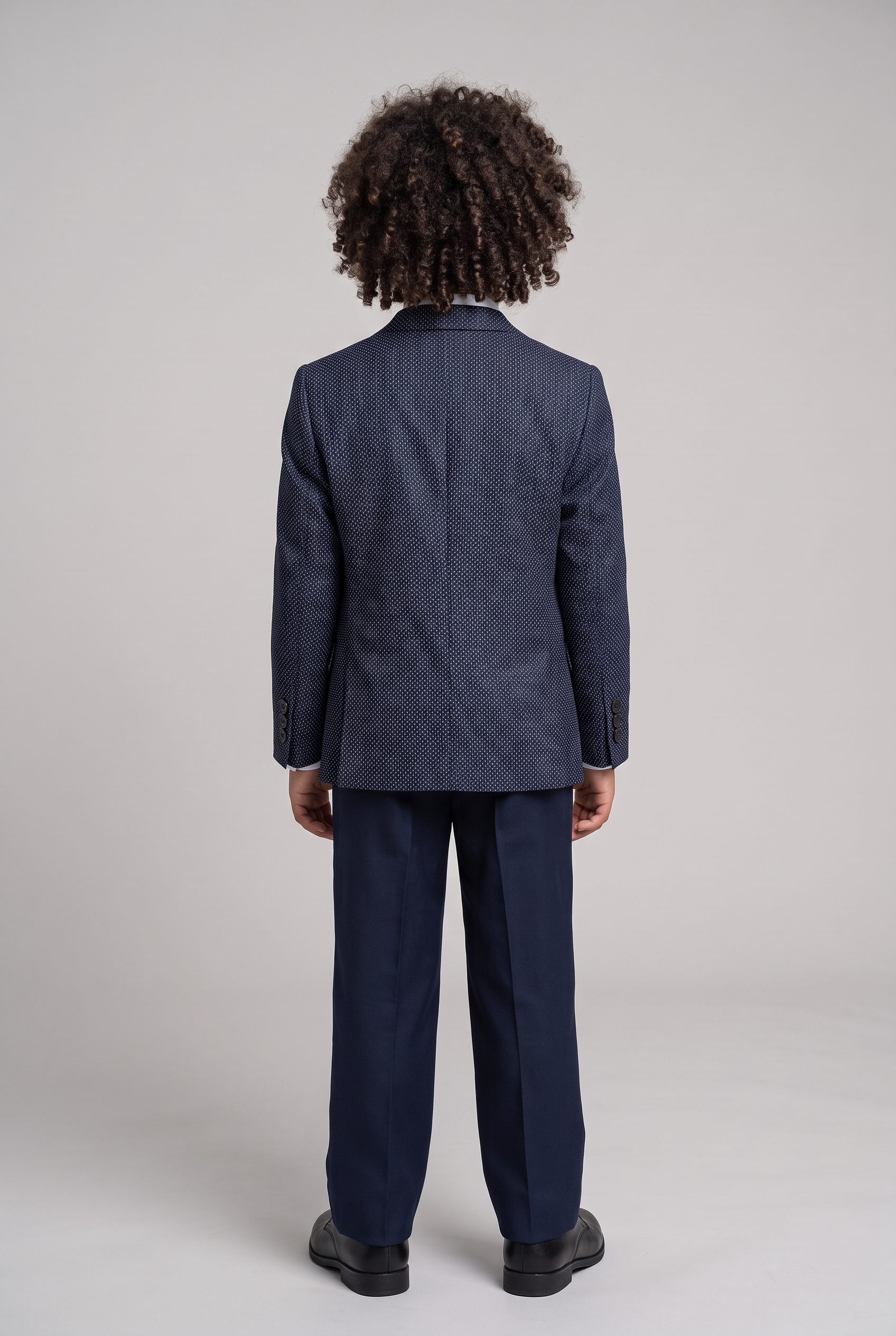 Completo da ragazzo italiano slim fit a pois blu navy - Blu navy