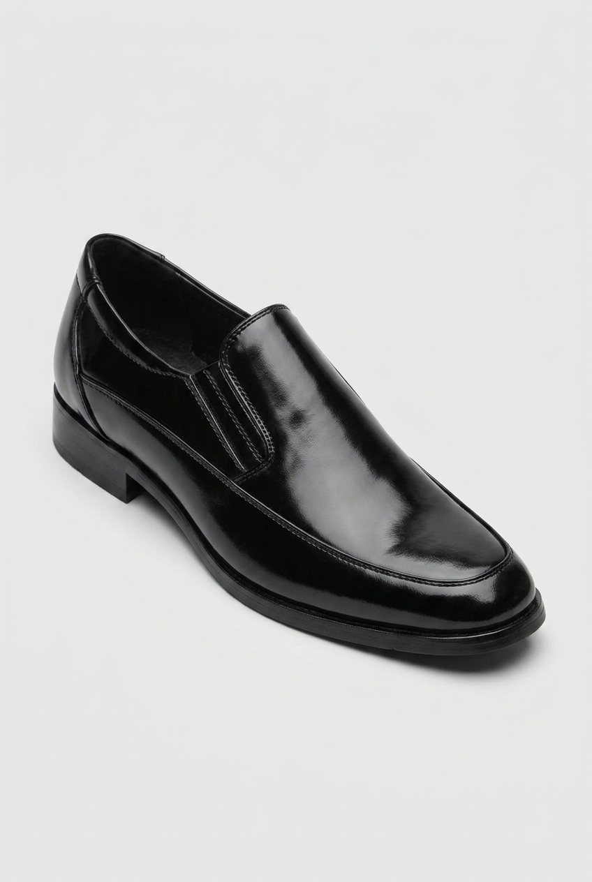 Zapatos formales negros sin cordones para niños – Mocasines de charol para bodas y ocasiones especiales