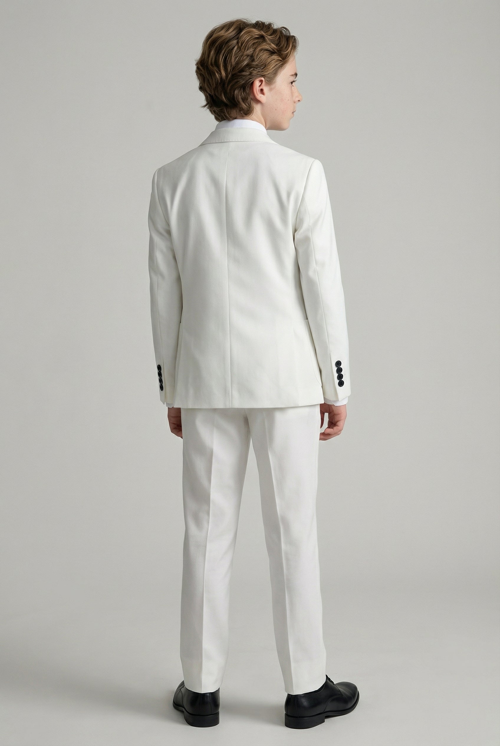 Traje de lino para niños con coderas - Blanco