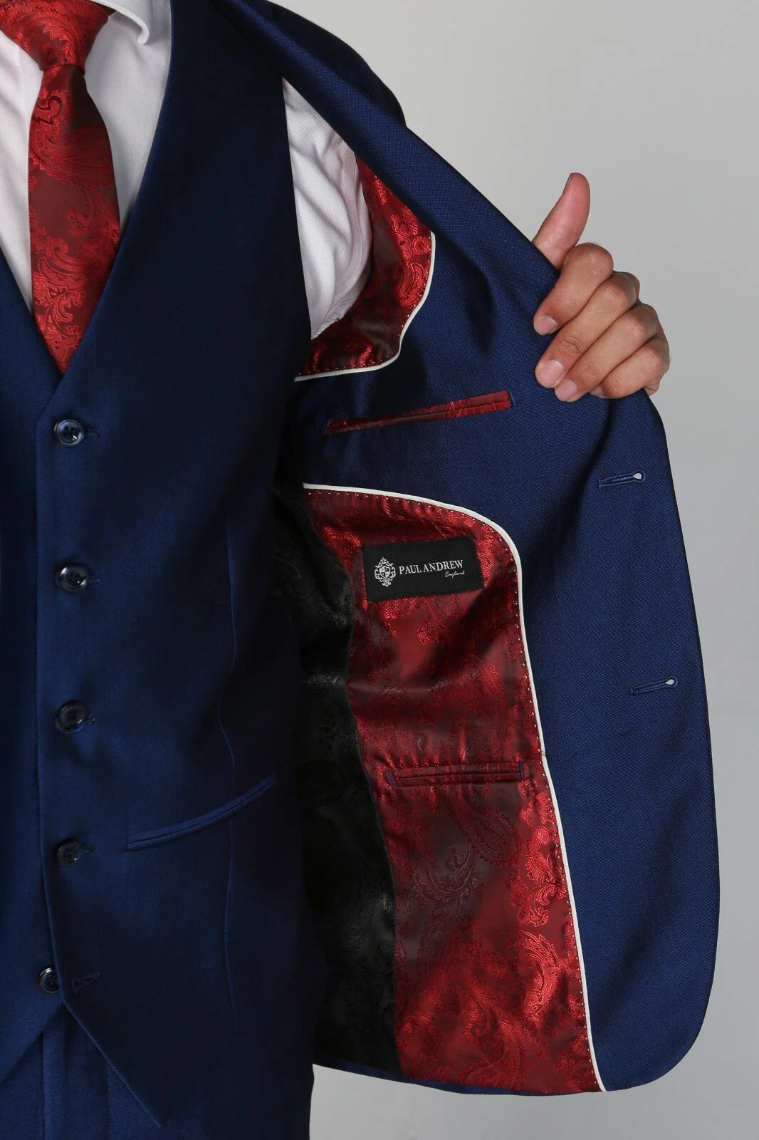 Boys Tailored Fit Sheen Effect Blue Suit - KINGSLEY - Royal Blue