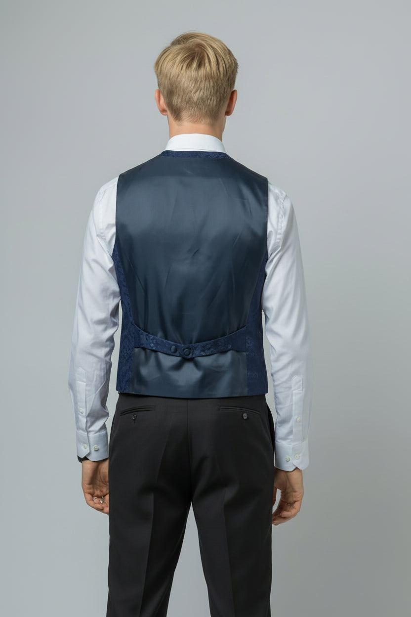 Abito da uomo slim fit con motivo blu navy - THOMAS - Blu navy