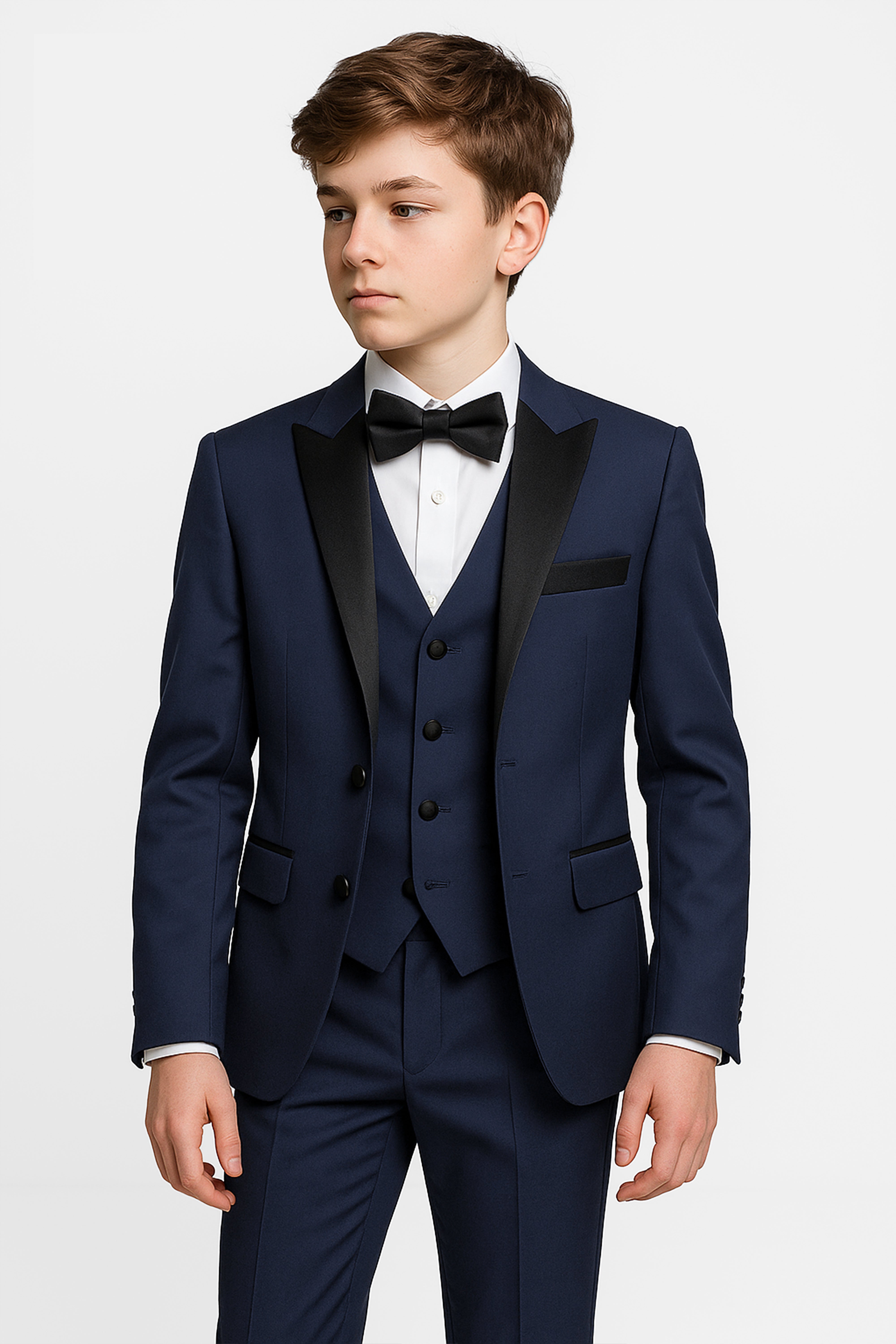 Jungen Glanzrevers Tuxedo Dinner Anzug - Navyblau