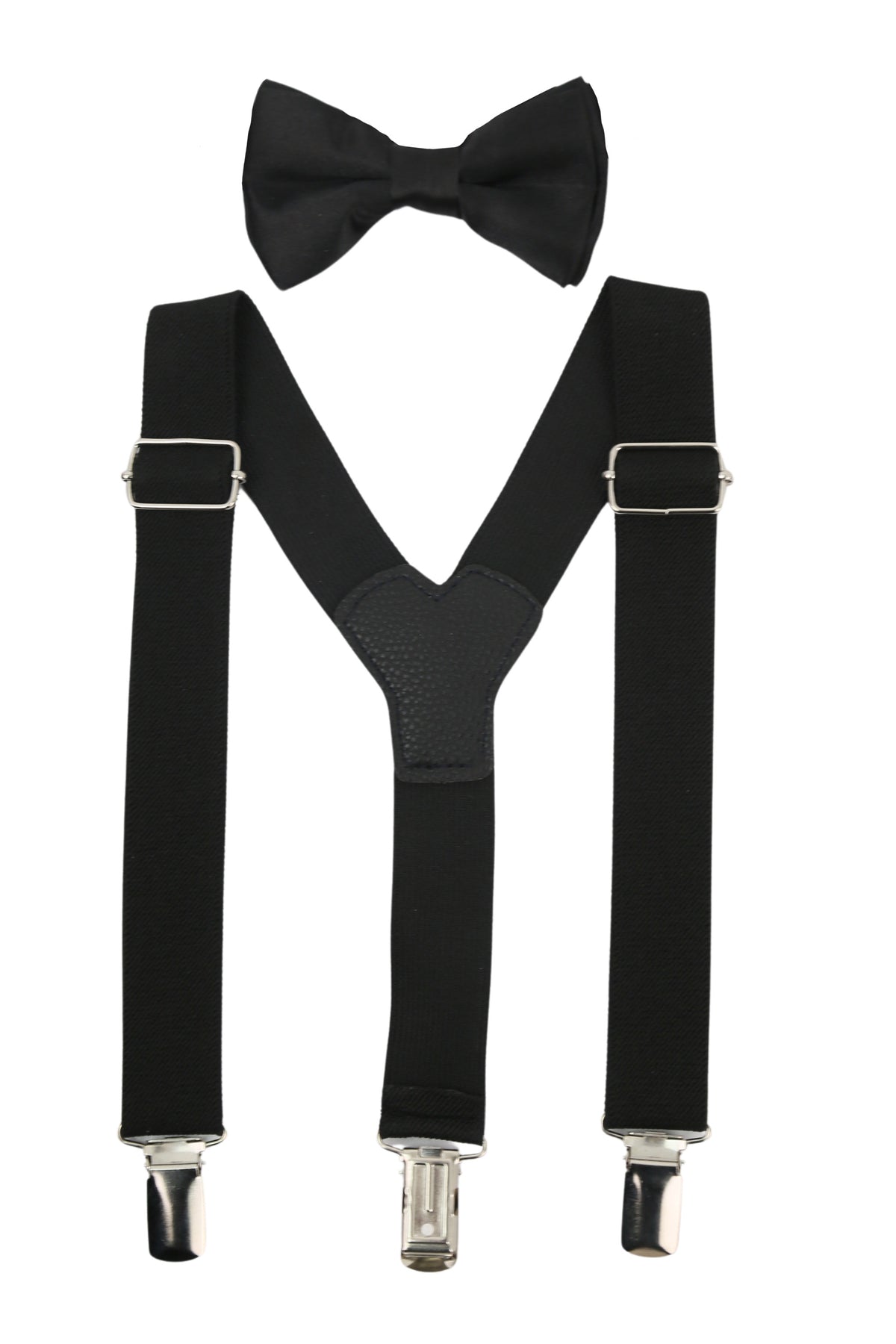 Jungen Verstellbarer Elastischer Y-Rücken Breites Schleifen-Träger-Set - Schwarz