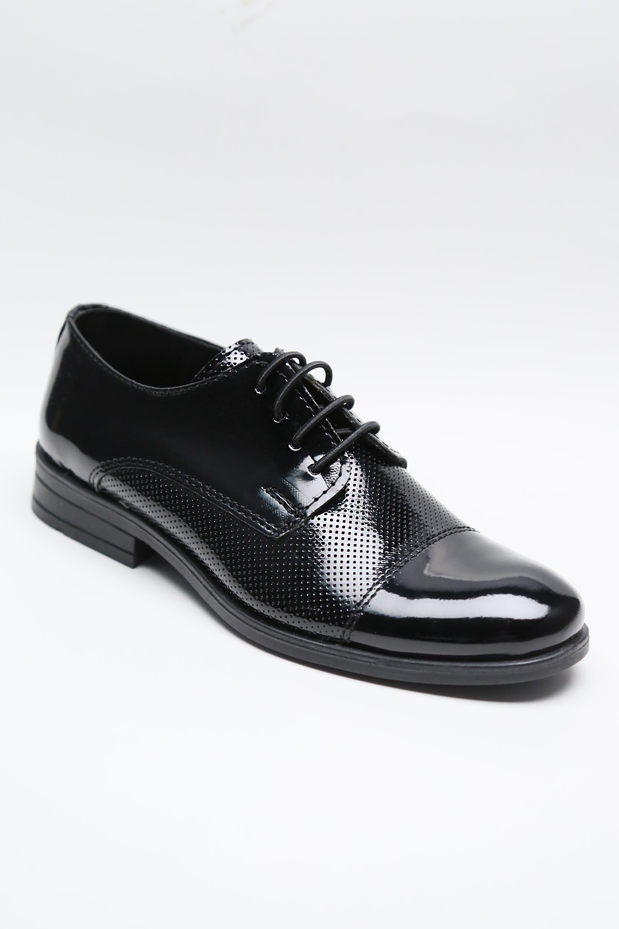 Jungen Patent Schwarze Derby Schuhe - UTAH - Schwarz