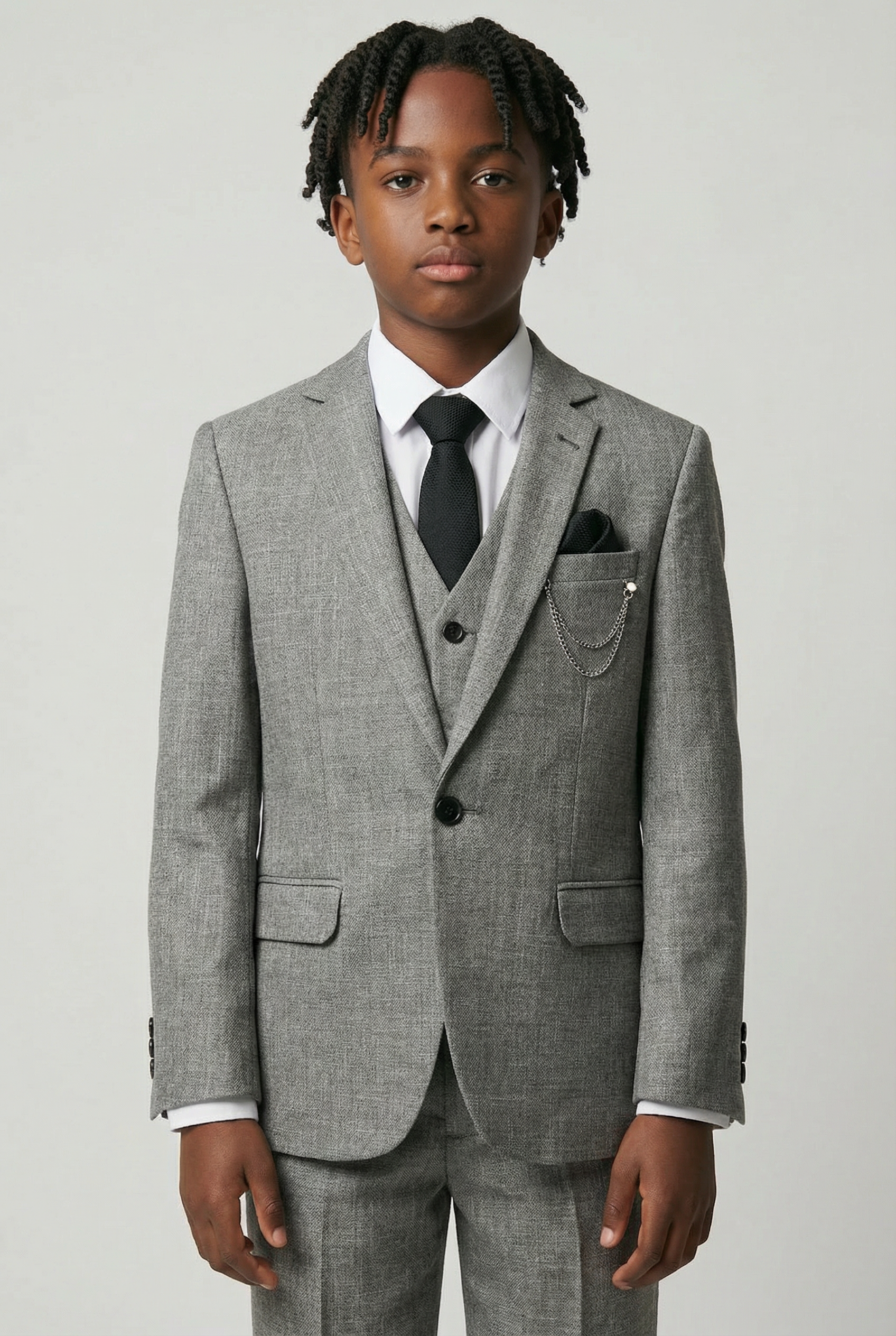 Ensemble costume formel texturé slim fit garçon 8 pièces - Vizon