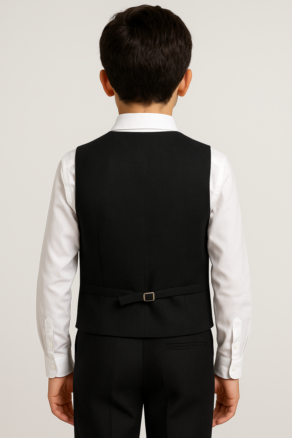5-Piece Textured Double Breasted Waistcoat Suit - MATRIX - Black Back Picture