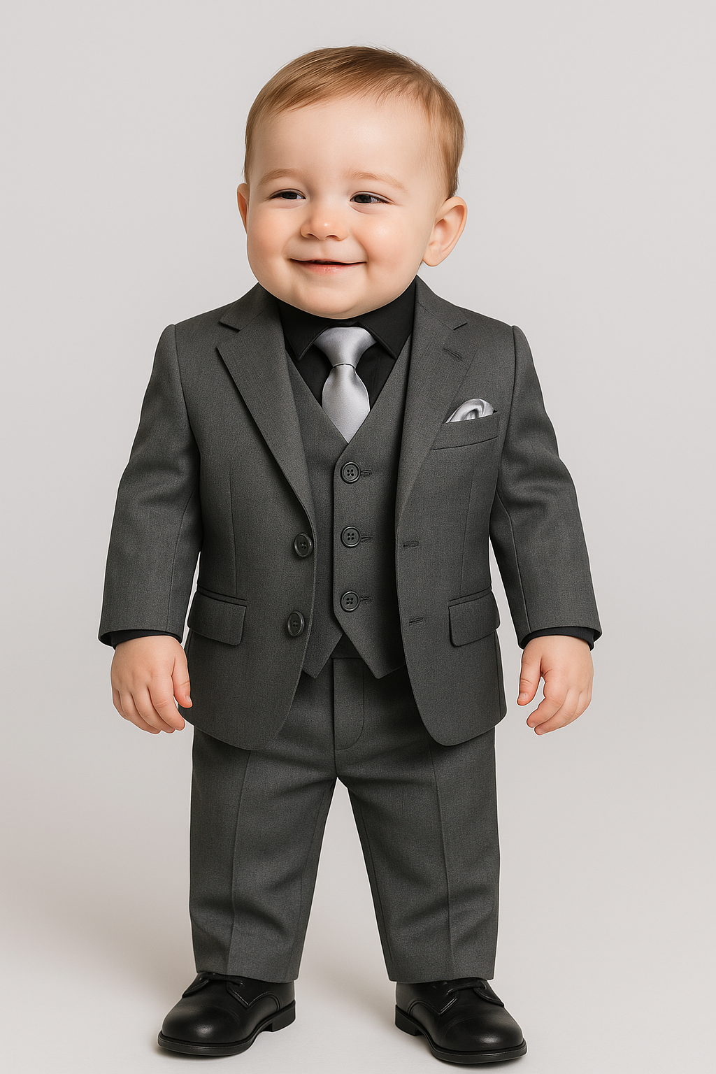 Jungen All-in-One Anthrazitgrauer Anzug-Set - SAMUEL - Grau