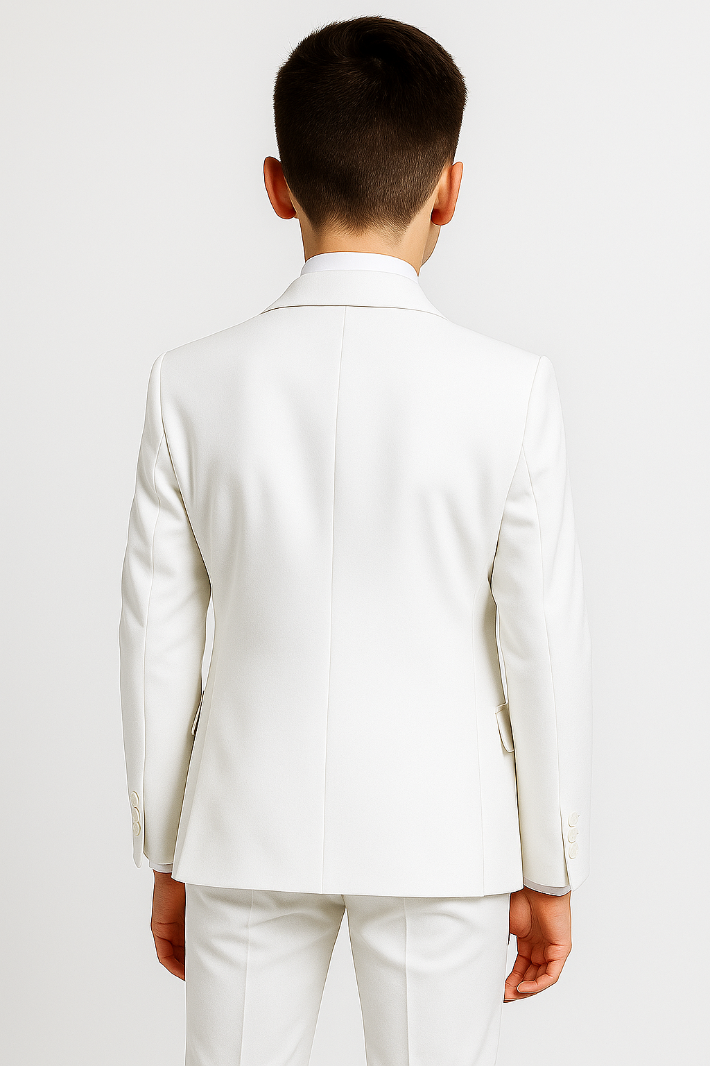 Boys Solid Tailored Fit Communion Suit Set - White
