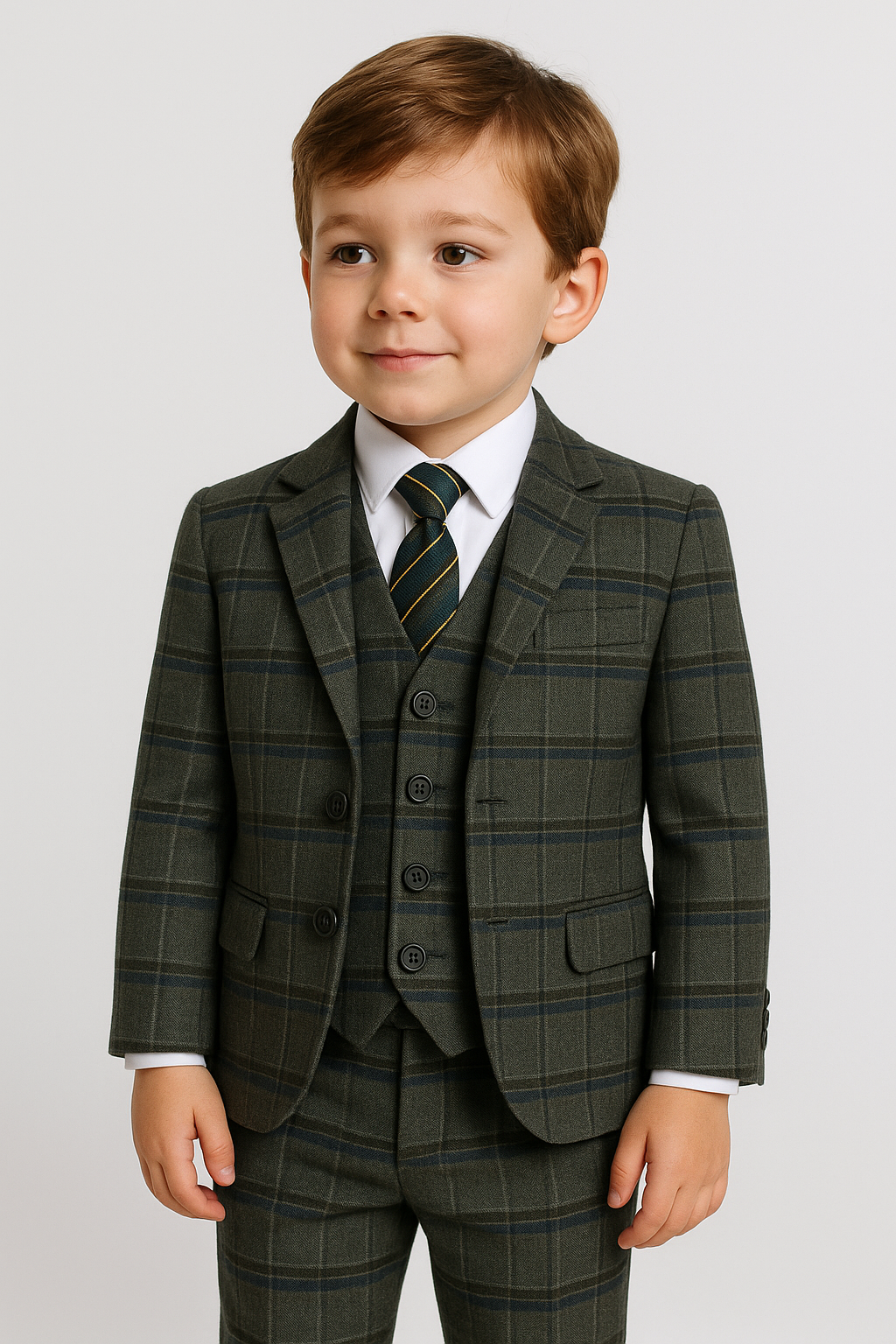 Costume à Carreaux Gris Charbon Tailored Fit pour Garçons - Gris Charbon