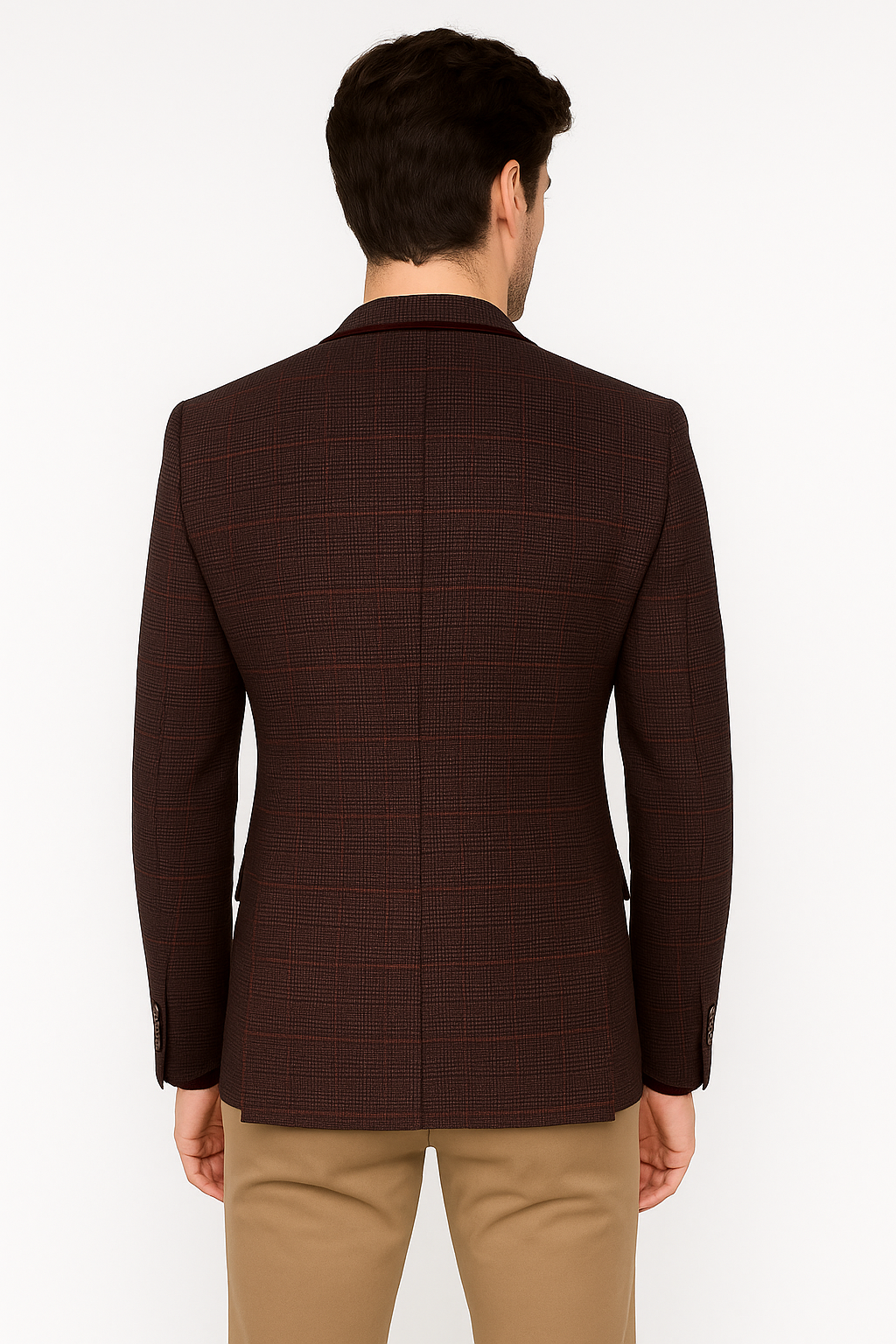 Blazer rétro en tweed ajusté pour hommes - CARLY - Vin