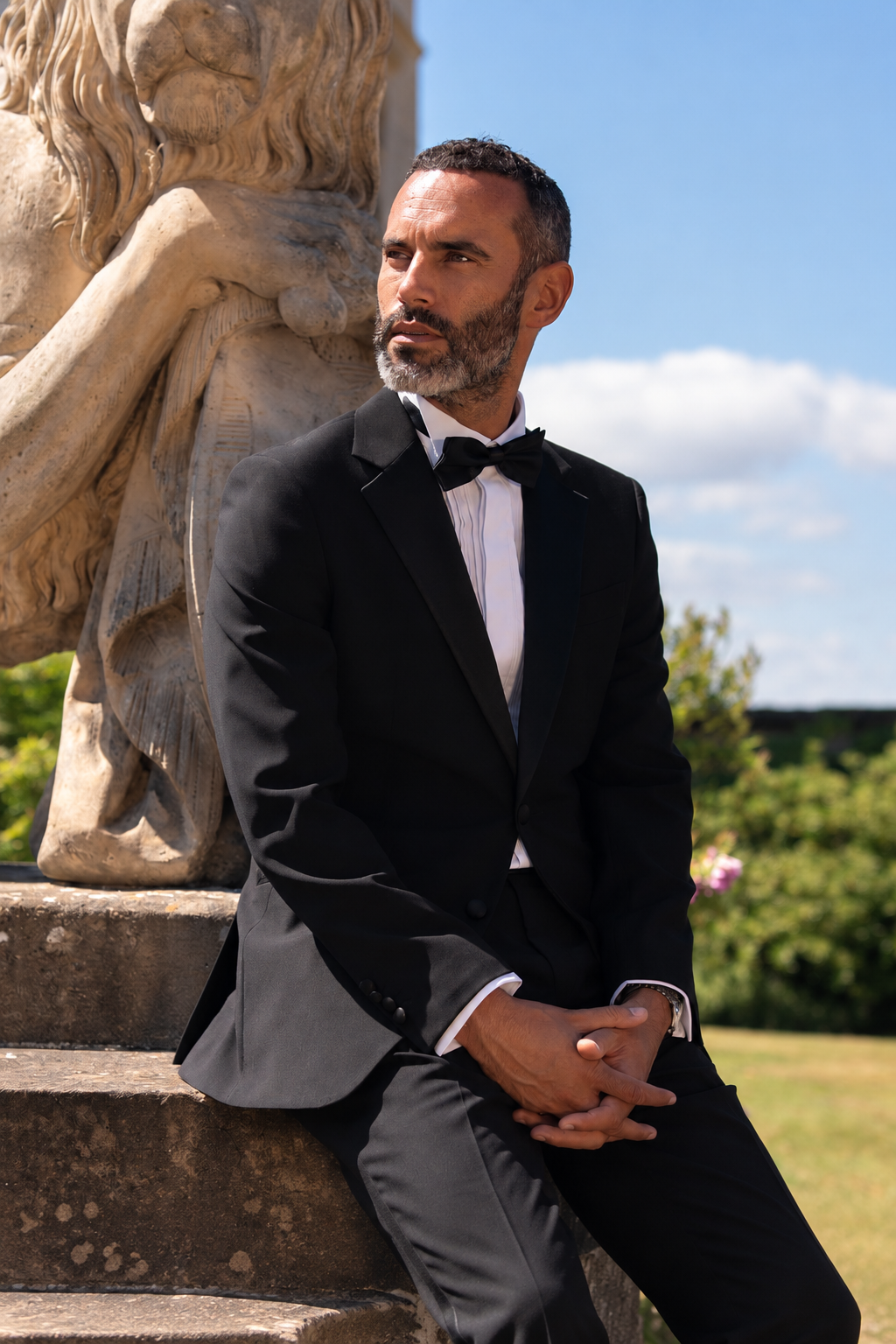 Herren-Smokingjackett mit Satin-Revers und fallendem Revers – Cavani Malibu Schwarz