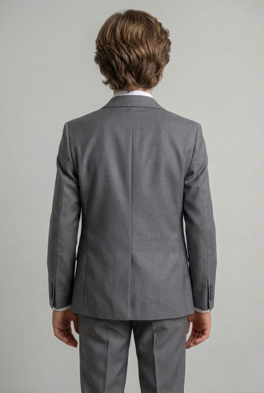 4-teiliger Slim Fit Twill-Anzug für Jungen – GRAU