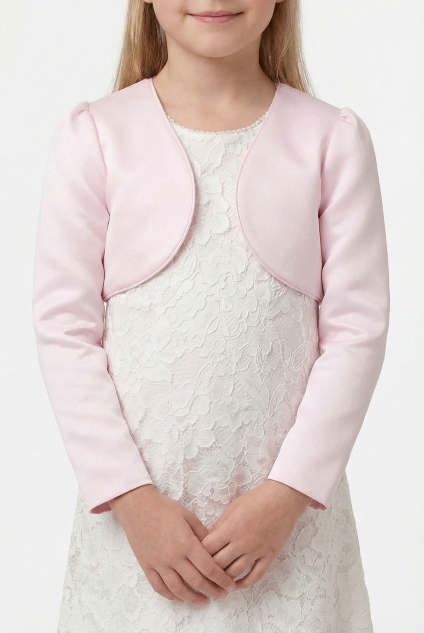 Babies & Girls Long Sleeves Bolero - Baby Pink