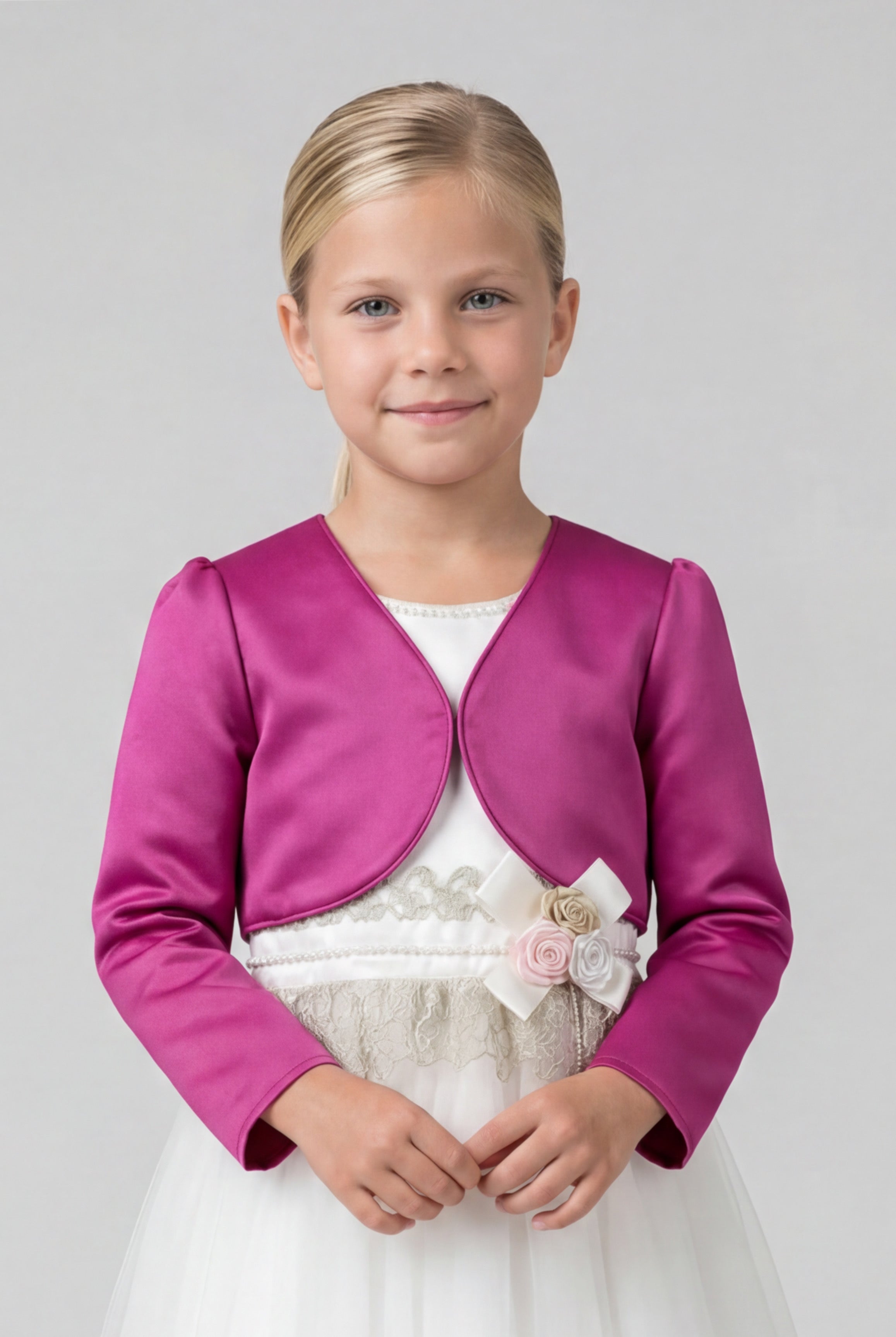 Babies & Girls Long Sleeves Bolero - Fuchsia