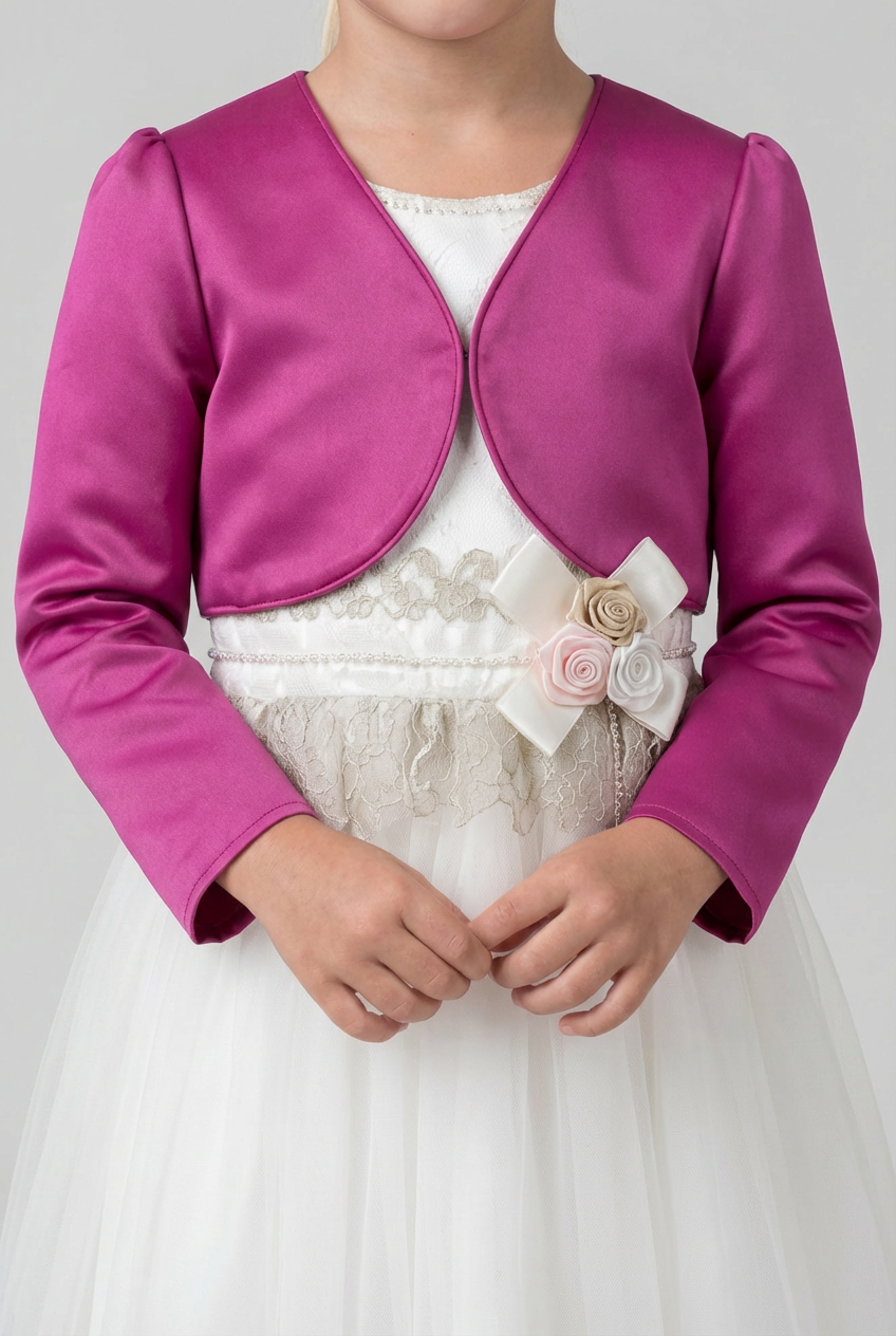 Babies & Girls Long Sleeves Bolero - Fuchsia