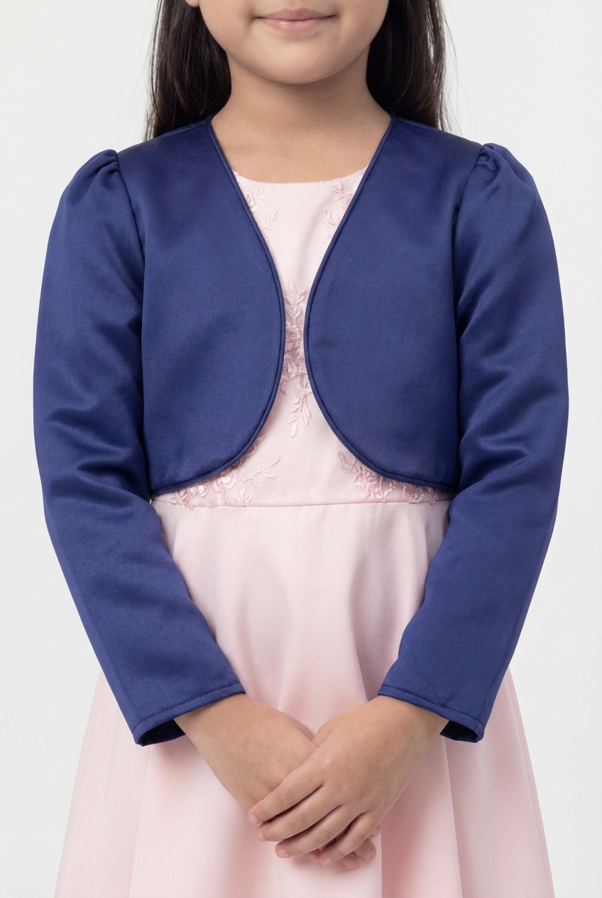 Bolero de manga larga para bebés y niñas - Azul marino