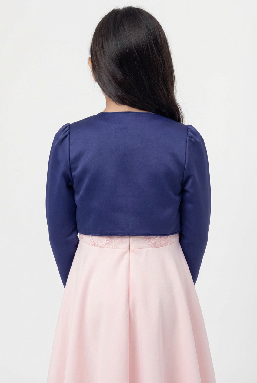 Bolero de manga larga para bebés y niñas - Azul marino