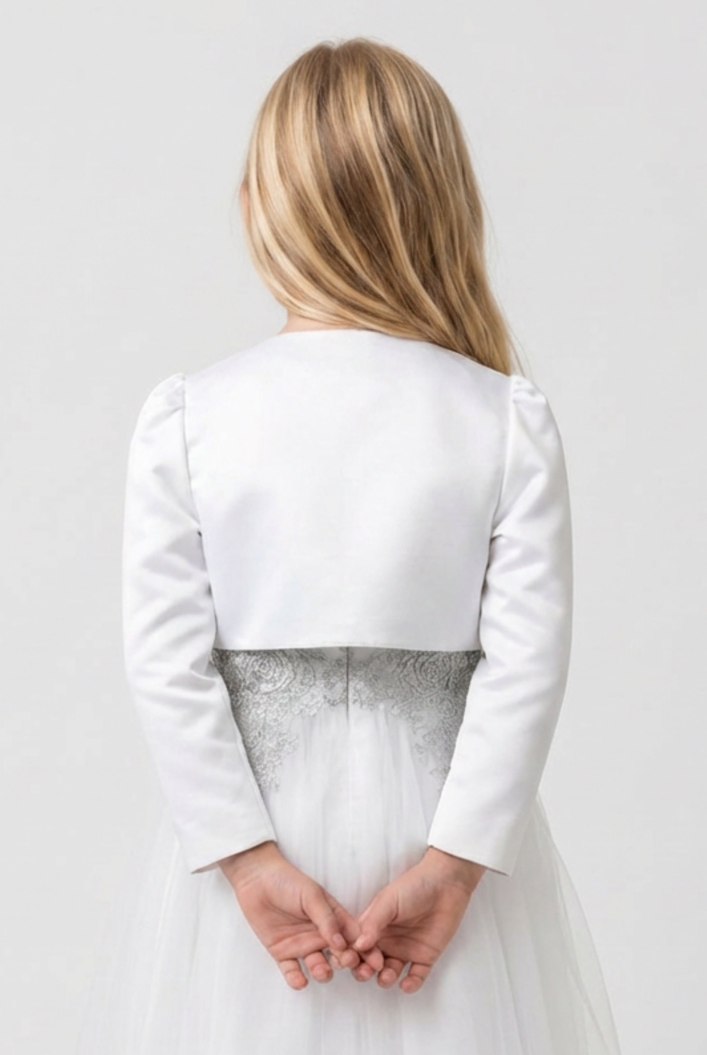 Babies & Girls Long Sleeves Bolero - White