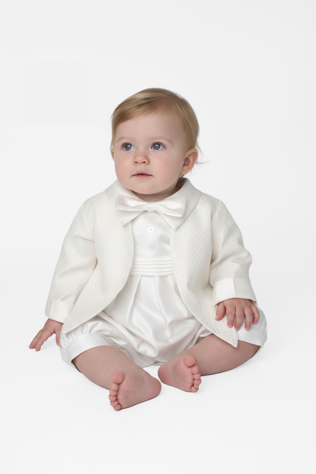 Baby Boys 2 Piece Christening Romper Set - OLIVER - Ivory