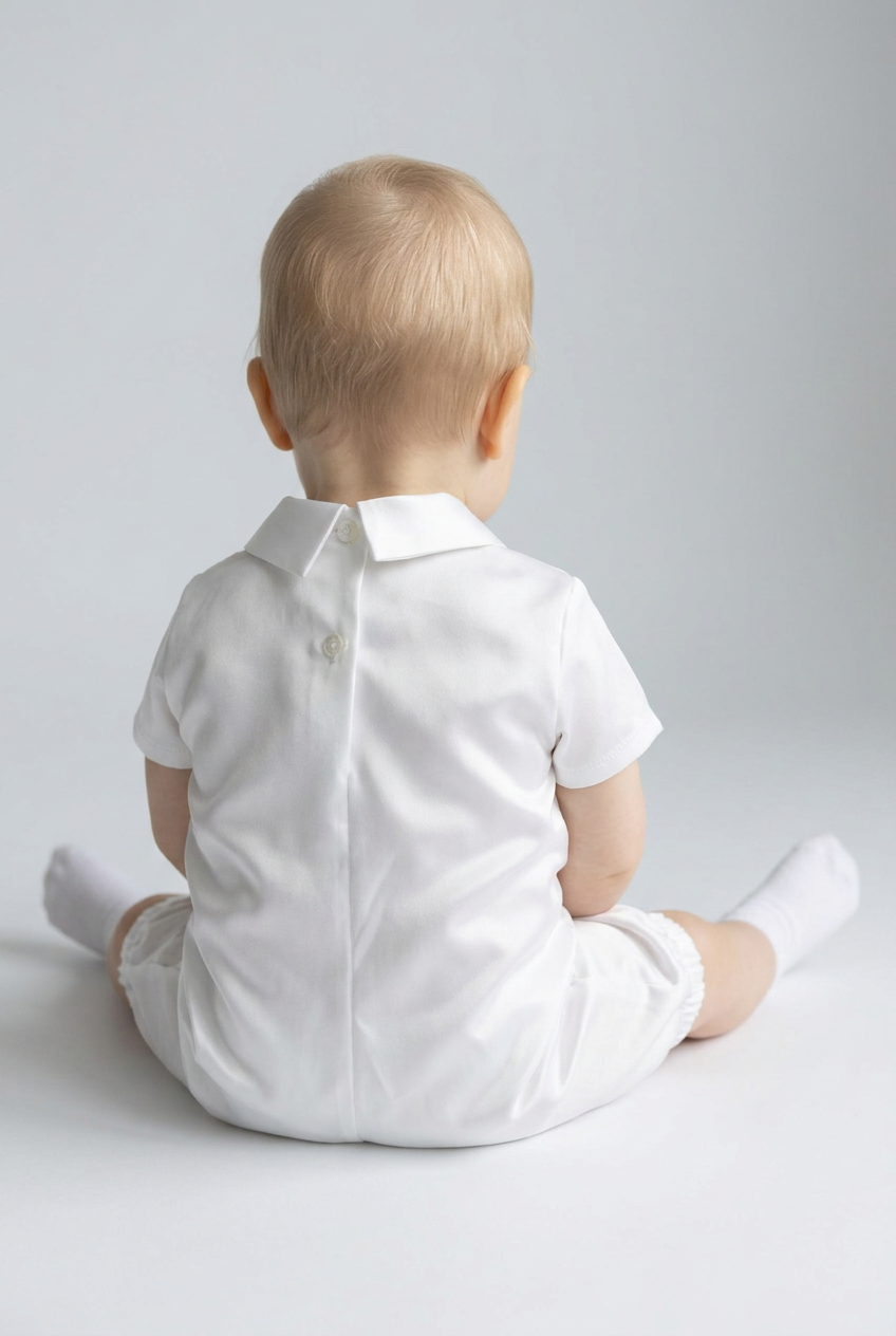 Baby Boys 2 Piece Christening Romper Set - OLIVER - Ivory