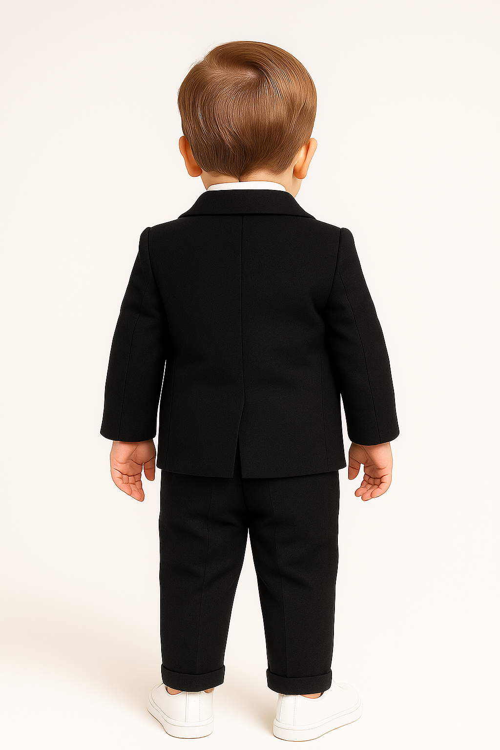 Baby Boys 4-Piece Slim Fit Textured Formal Suit - BASAK - Black Back Picture